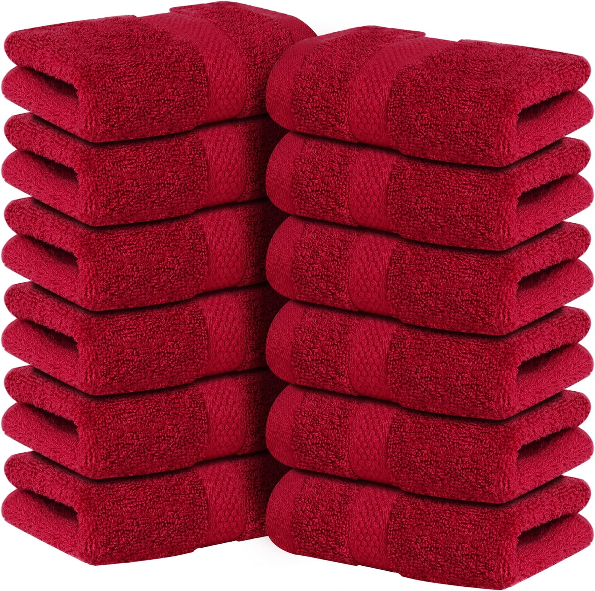 Infinitee Xclusives - 12 Pack Face Cloths |30x30 cm| 100% Cotton Wash Cloths - Ultra Soft & Highly Absorbent Fingertip Towels for Spa, Gym, Hotel & Bathroom |Burgundy|