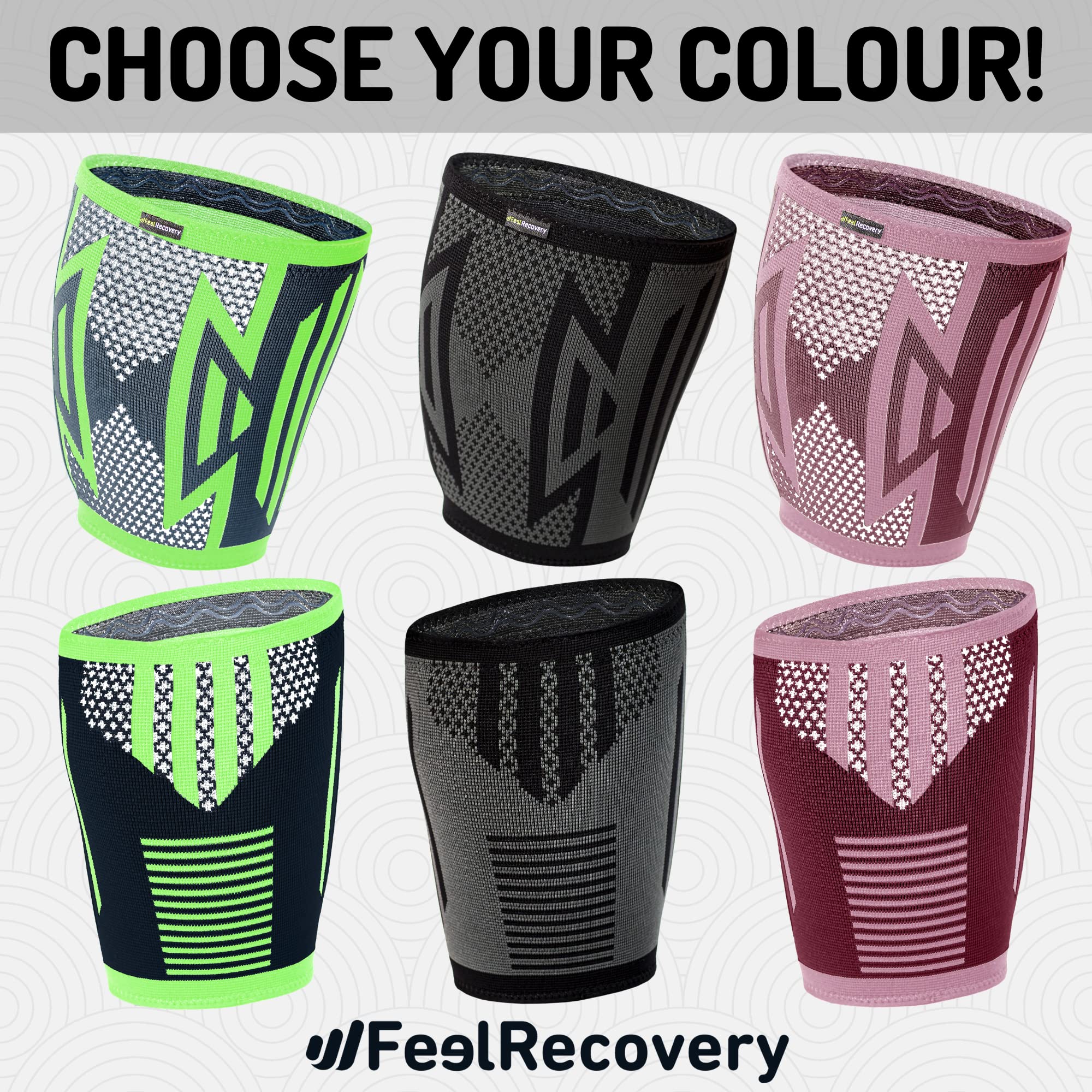 Feel Recovery 2 Stück Oberschenkelbandage für Herren & Damen - Kompression Oberschenkel Bandage für Kniesehne, Quad & Leistenschmerzen, Muskelfaserriss & Krämpfe - Atmungsaktiv & Rutschfest