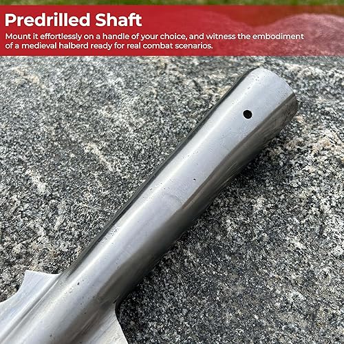 Miniatura 5 de Medievaldepot Punta de lanza de alabarda de caballero templario de triple filo, acero de alto carbono, diseño histórico, exhibición o uso en combate