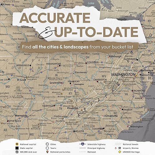 Miniatura 4 de Tablero enmarcado de mapa de pared de EE. UU. Mapa de viaje personalizado de EE. UU. con pasadores Mapa de Estados Unidos con pines para marcar