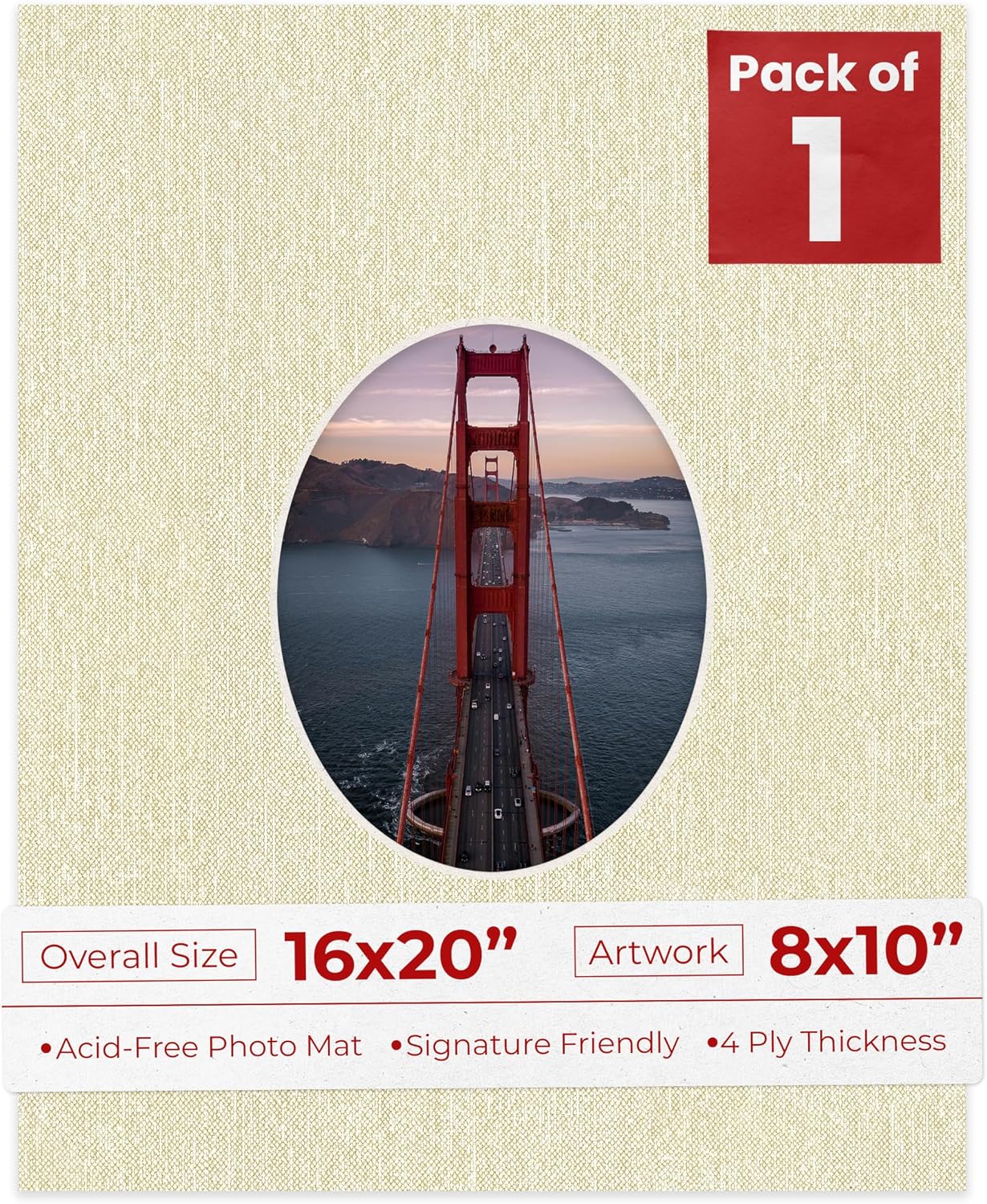 Poster Palooza 16x20 Mat Bevel Cut for 8x10 Photos - Precut White Oval Shaped Photo Mat Board Opening - Acid Free Matte to Protect Your Pictures - Bevel Cut for Family Photos, Pack of 1 Matboard