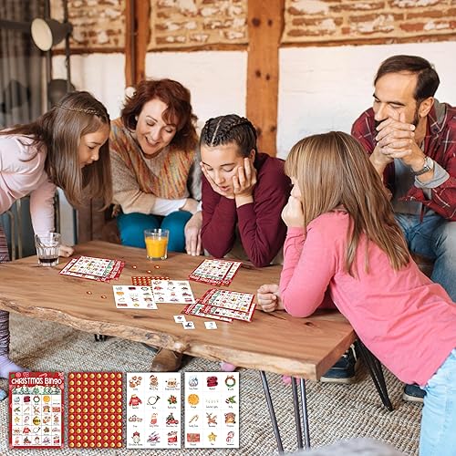 Miniatura 4 de Juegos de bingo de Navidad para adultos, tarjetas de bingo de Navidad para 24 jugadores, juegos de Navidad para actividades familiares en el aula,