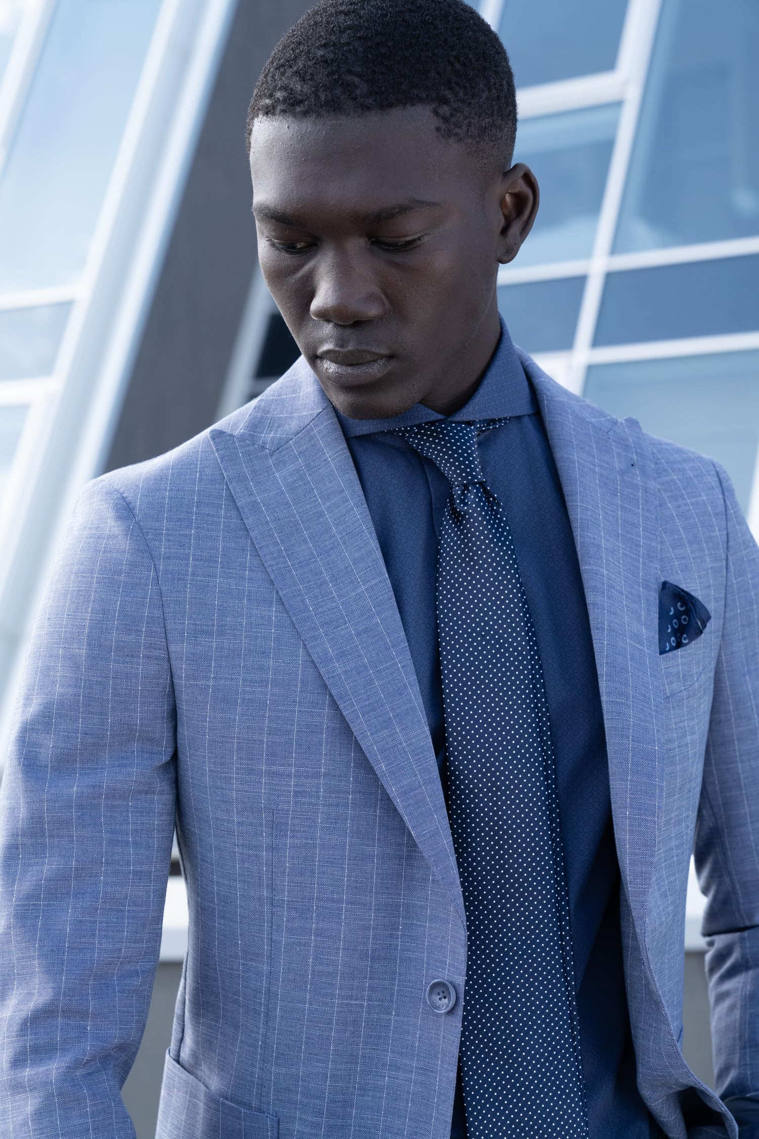 Bottega del Sarto Camicia Celeste Super Slim Fit in Jersey di Cotone Elasticizzato con Collo Francese Sartoriale
