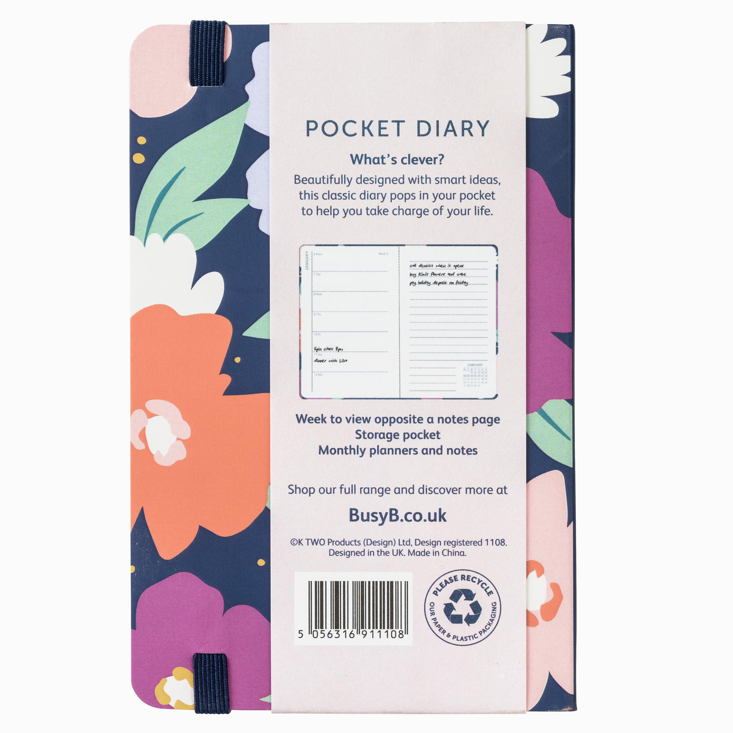 Busy B Pocket Weekly Planner Diary 2025, Compact Diary for Students Teachers, Work & More with Week-to-View Layout - Image 2