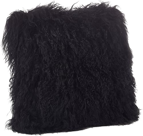 Vista 129 de SARO LIFESTYLE Almohada de lana de cordero mongol 100% con relleno de poliéster, 20 pulgadas, gris