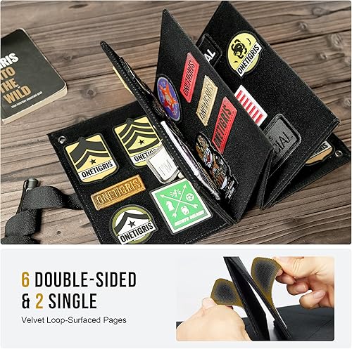 Miniatura 2 de OneTigris Pantalla de parches, organizador de panel de parche táctico plegable para parche de gancho y bucle, parche de bandera, parche moral,