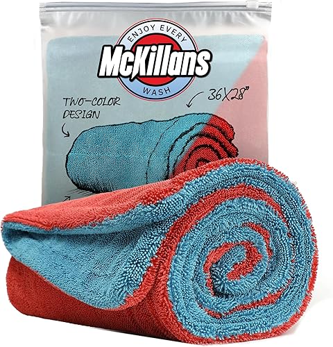 Miniatura 8 de McKillans® Toalla de secado de coche extra grande de doble color XL, sin bordes, ultra suave y absorbente, 36 x 28 pulgadas, toalla de microfibra de
