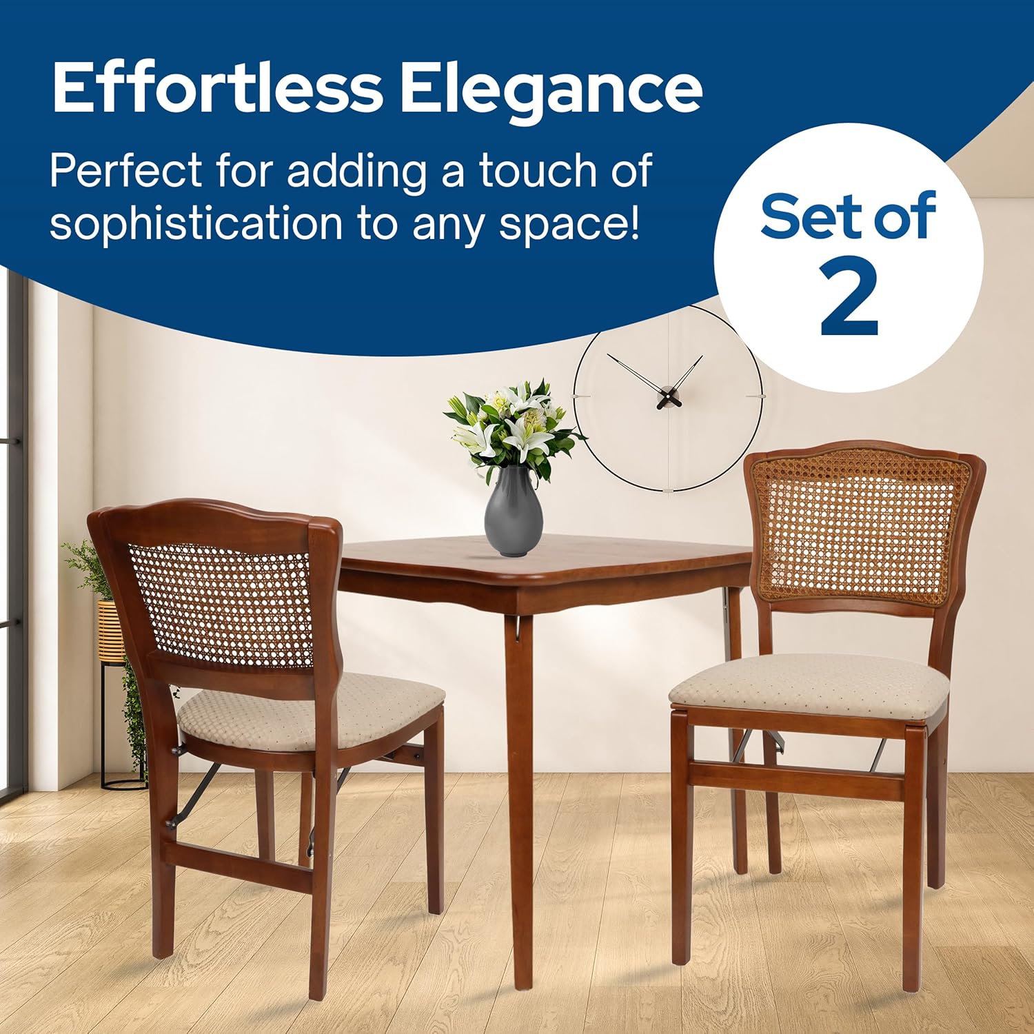 Stakmore French Cane Back Folding Chair Finish, Set of 2, Fruitwood