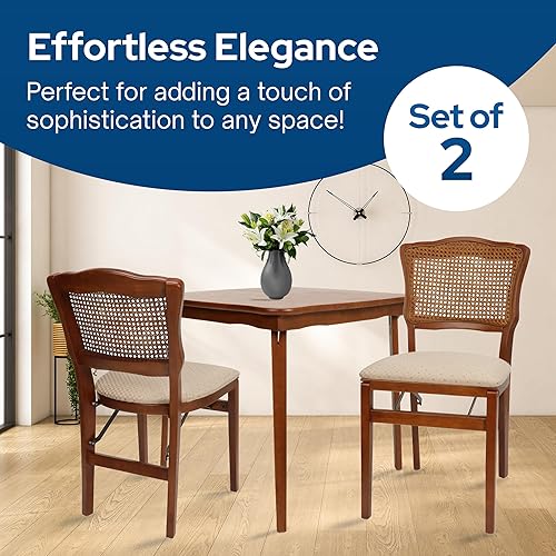 Miniatura 5 de Stakmore - Juego de 2 sillas plegables con respaldo de caña francesa