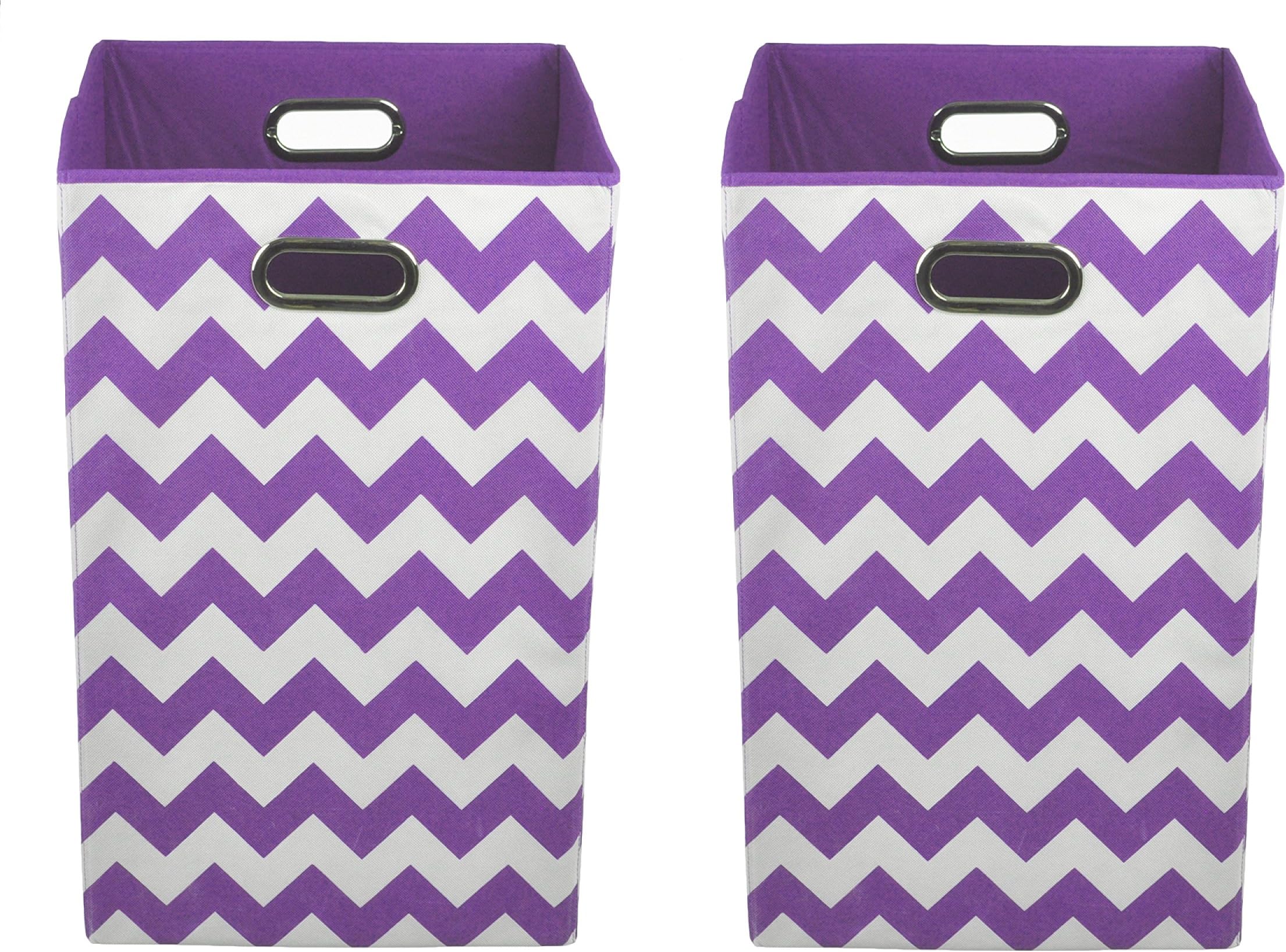 Modern Littles Organization Bundle Laundry Bins, Color Pop Purple Chevron, 2 Count