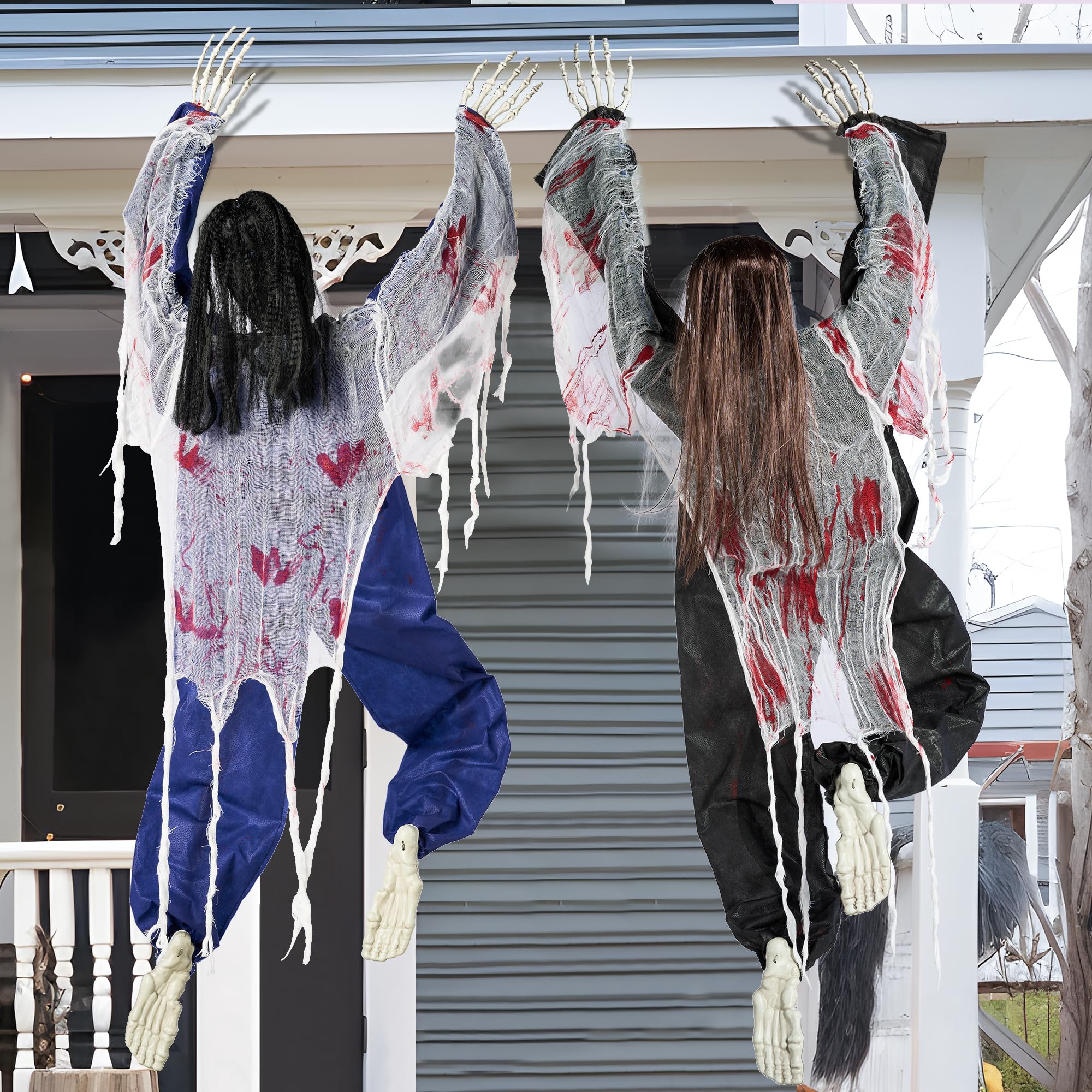 JOYIN Decorazione da parete con zombi rampicanti di Halloween, 119,4 cm, 2 pezzi, non morti zombi di Halloween, decorazione da parete per Halloween, cortile, patio, decorazione da parete per feste
