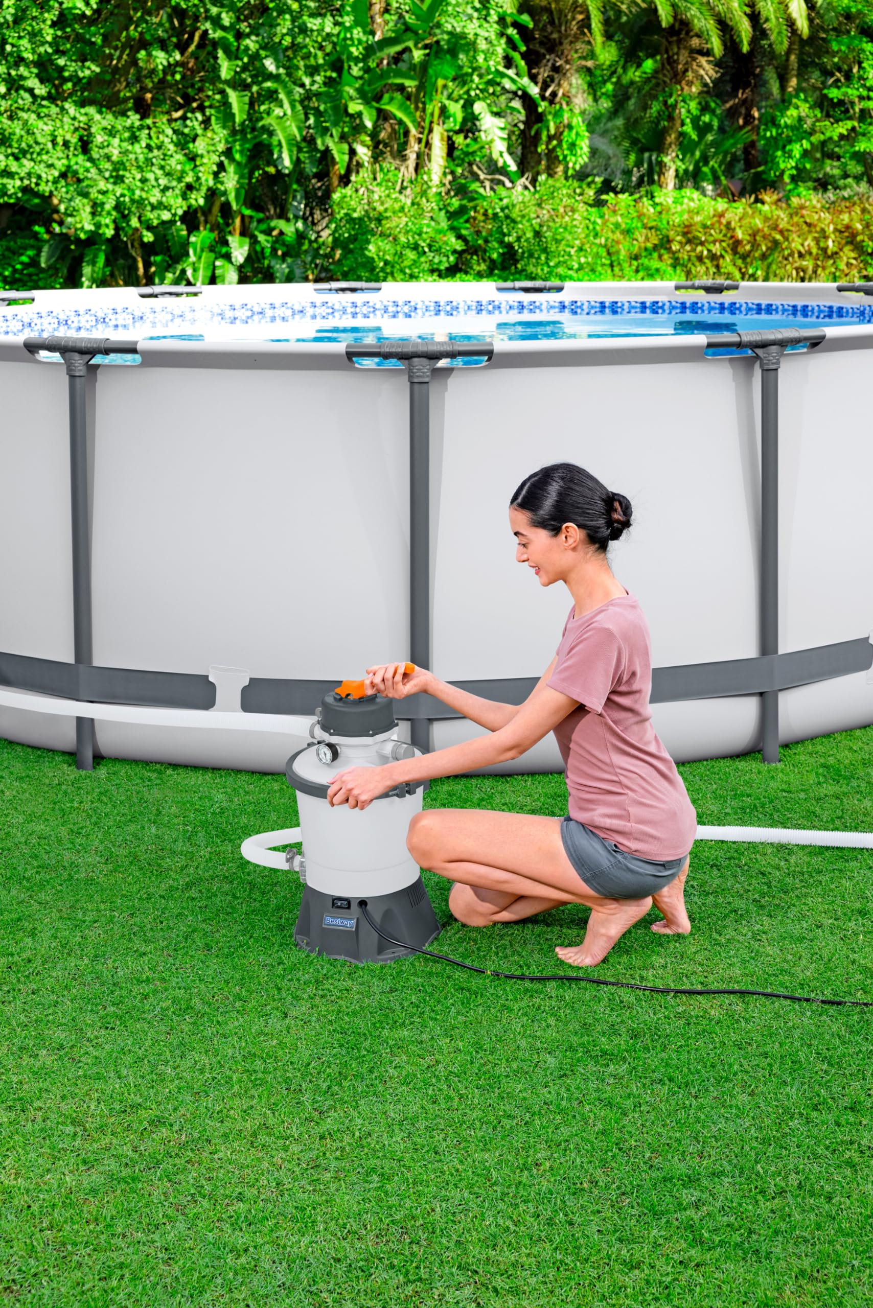 BESTWAY Depuradora de Arena Flowclear de 3.028 L/h 30,6x30,6x62 cm Blanco