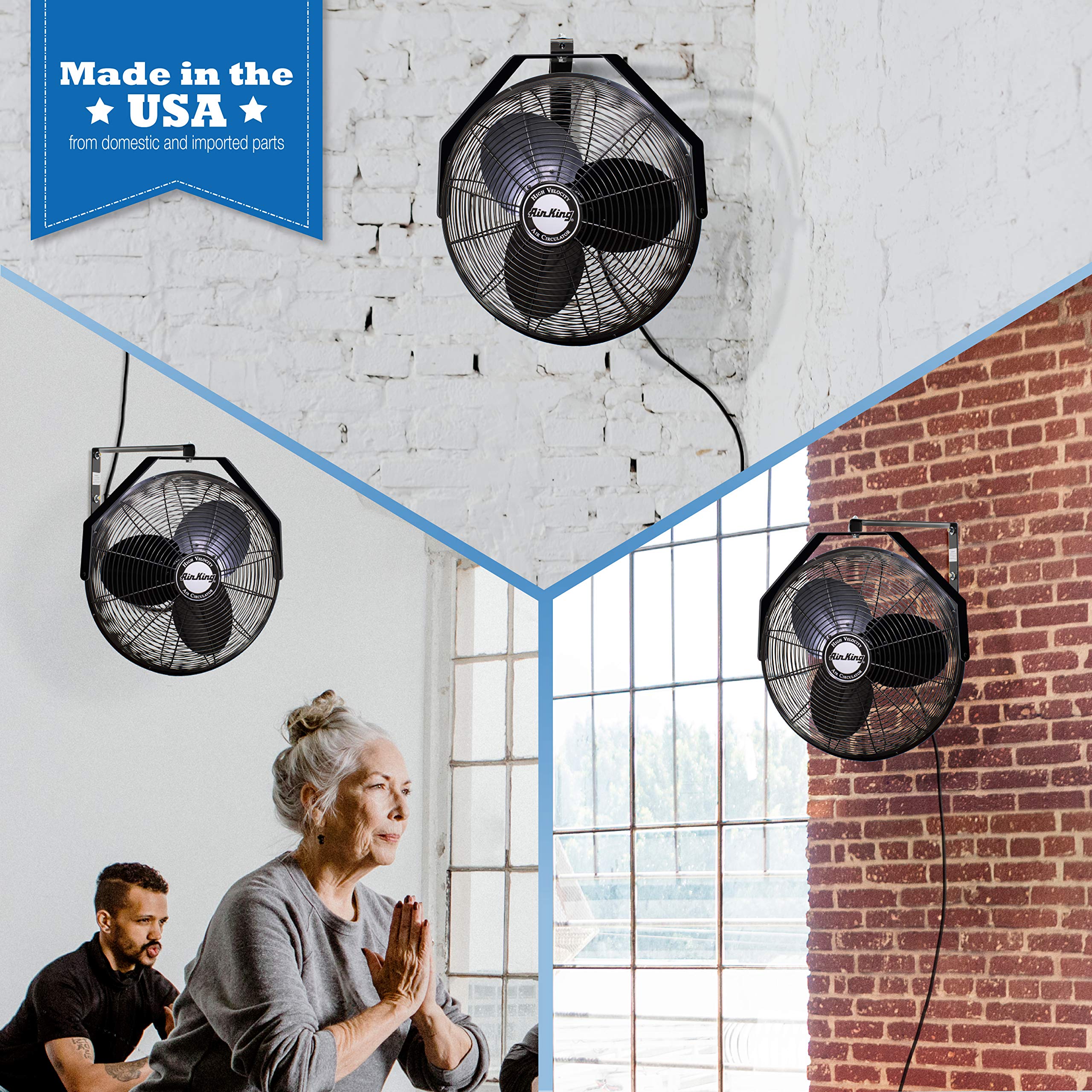 Air King 9518 18Inch Industrial Grade Wall Mount Fan, 1/6Horsepower