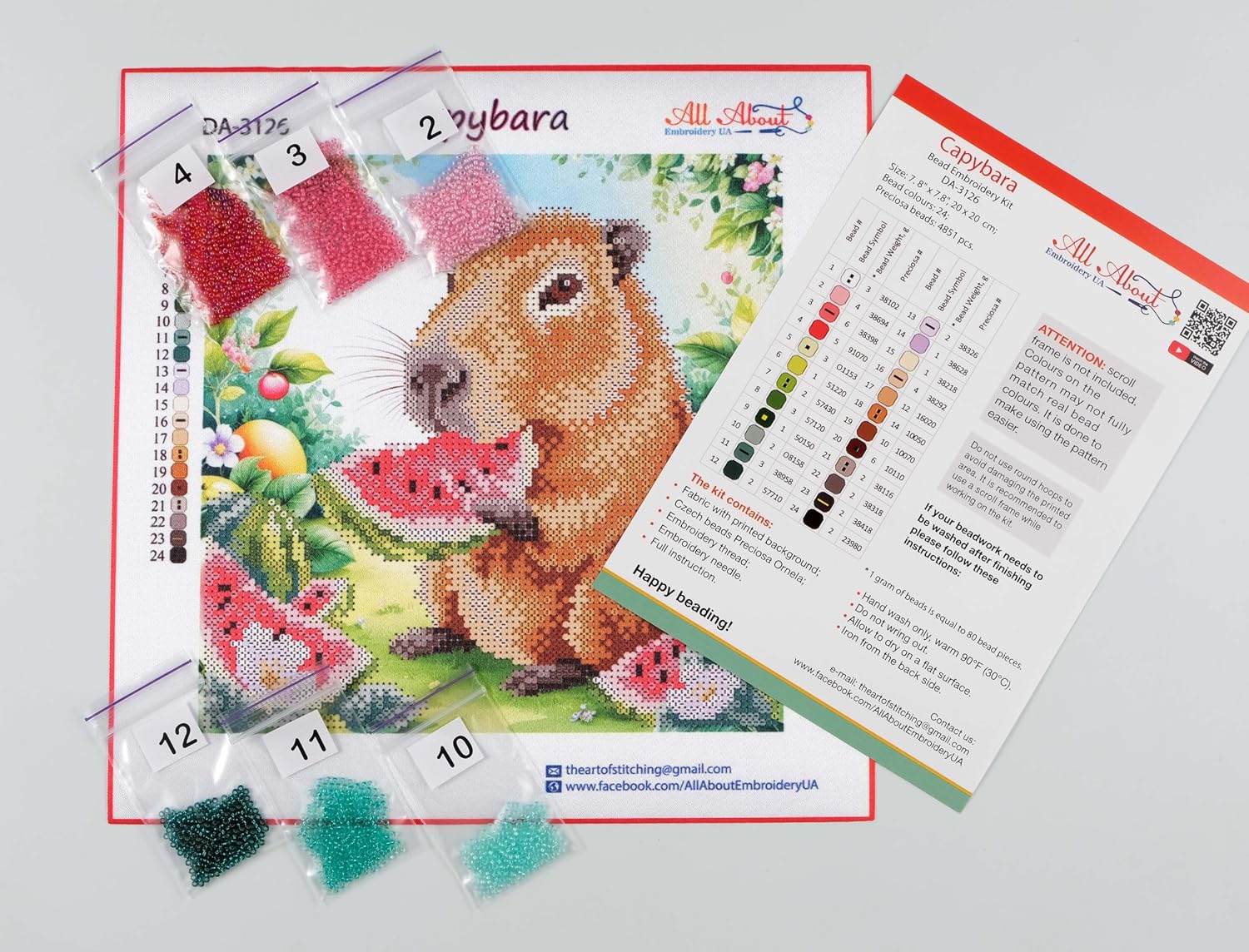AllAboutEmbroideryUA Bead Embroidery kit Capybara DA-3126 Animal Beaded Cross Stitch kit