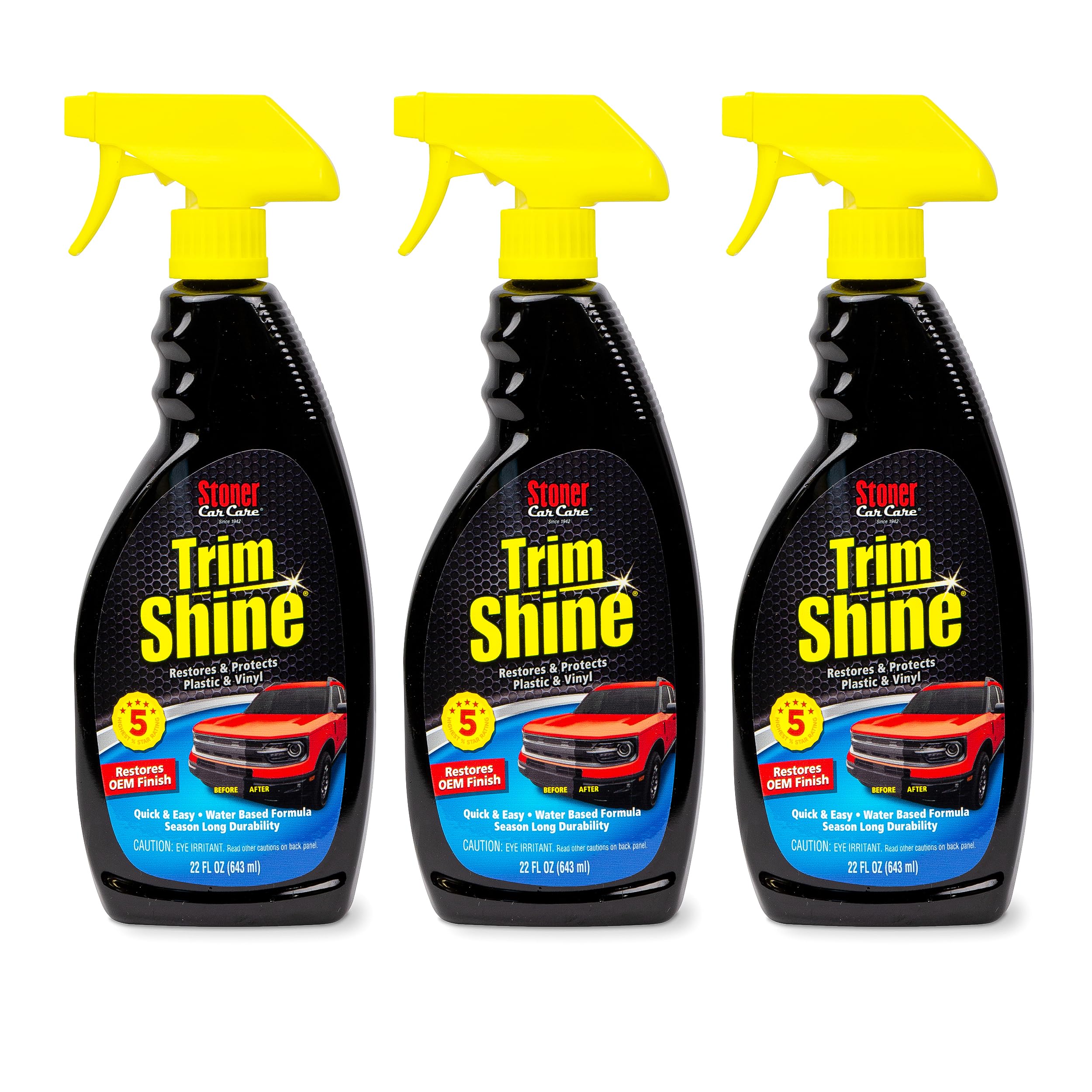 Stoner Car Care 92034-3PK Trim Shine Vinyl and Plastic Spray Protectant Coating for Automotive Interior and Exterior Restores OEM Finish and Color, Protects from Fading, 22 Fl Oz, Pack of 3