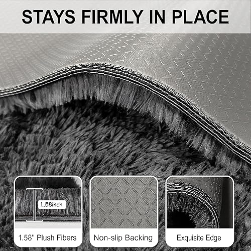 Miniatura 5 de Alfombras de área súper suaves y esponjosas, de 5 x 8 pies, alfombras peludas para sala de estar, dormitorio, alfombra mullida de dormitorios y