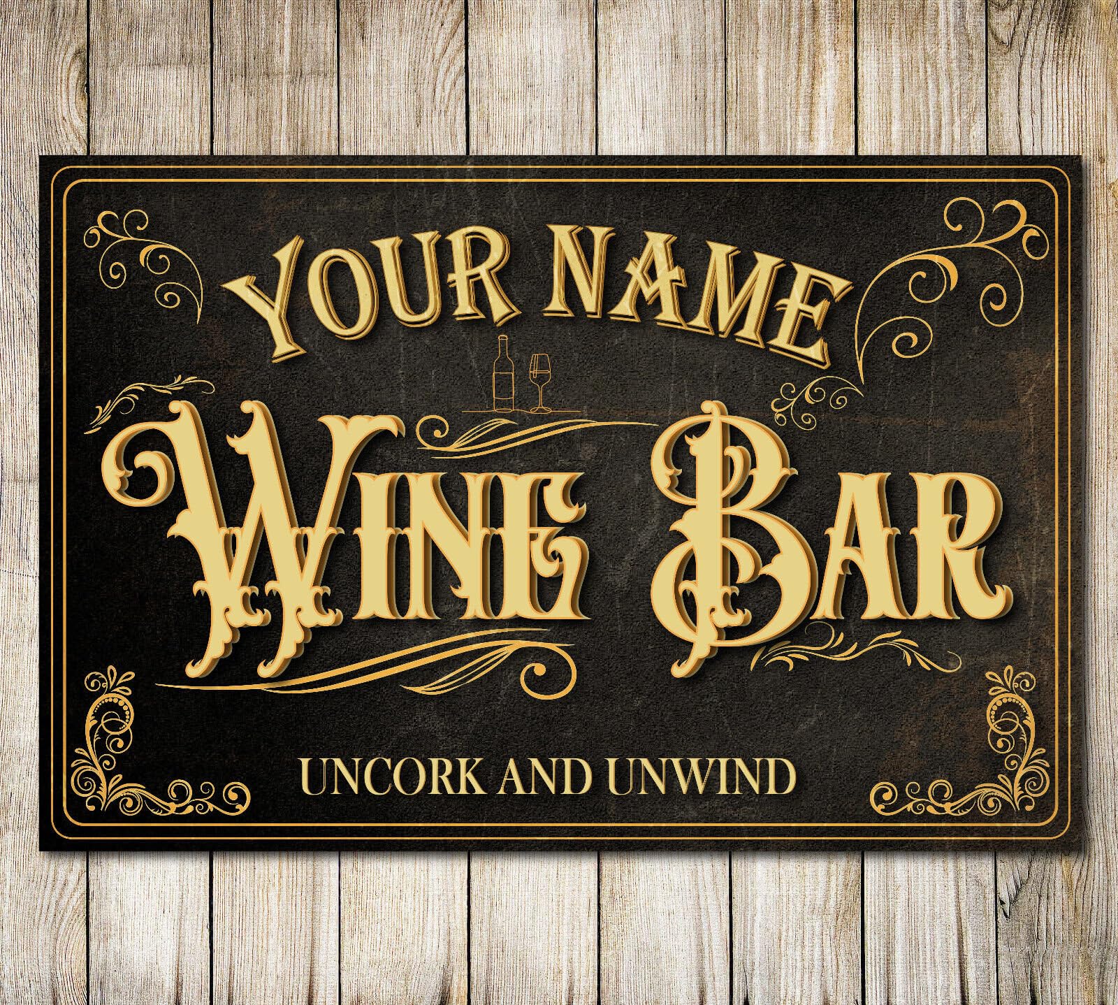 PERSONALISED Wine Bar Sign Vintage Style Aluminum Sign Farmhouse Metal Plaque