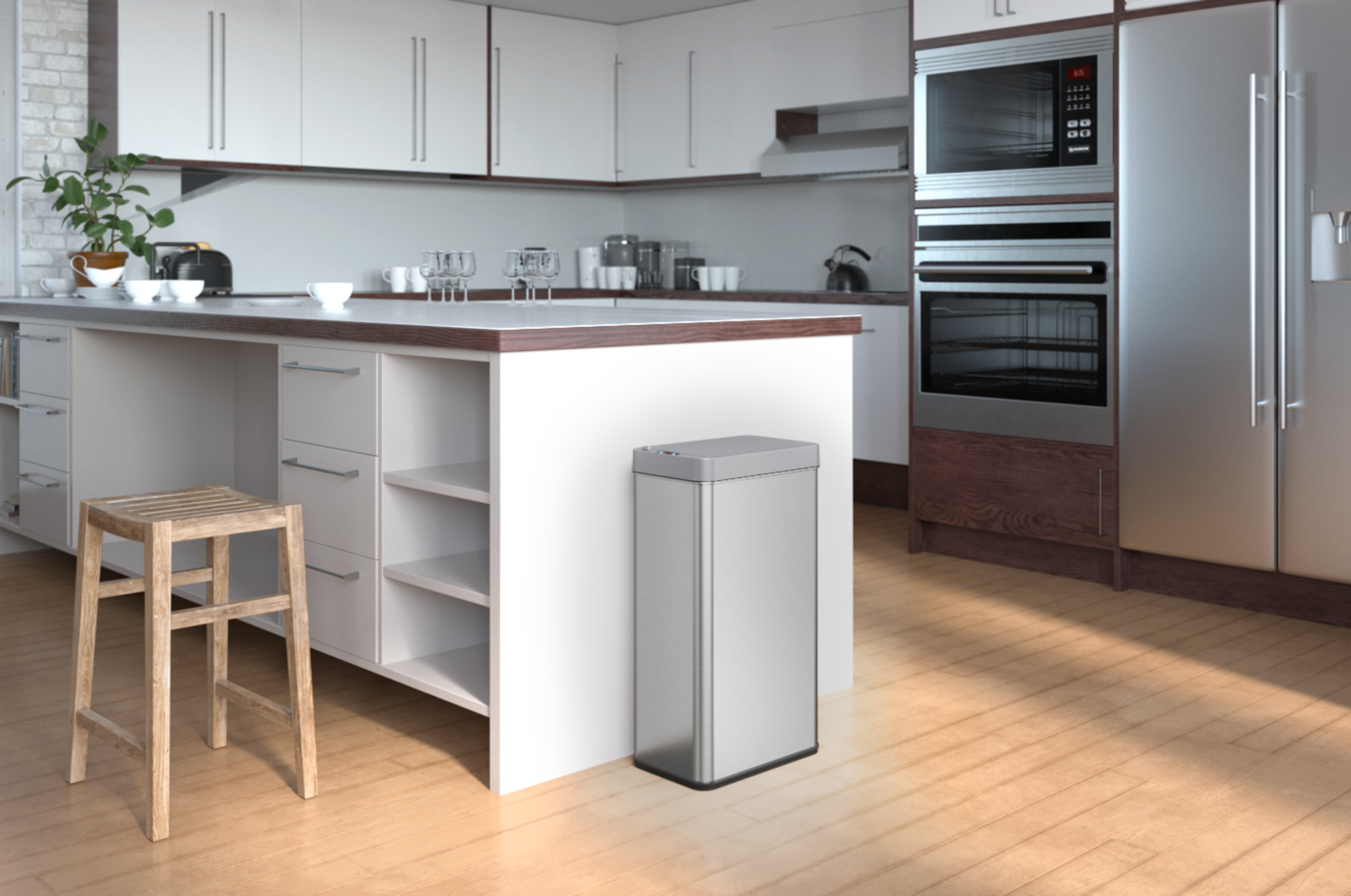 Image of iTouchless 68 Liter / 18 Gallon Wings-Open Lid Sensor Kitchen Trash Can with Odor Filter, Dog-Proof Slim Automatic Large Capacity Stainless Steel Garbage Recycling Bin for Home Office Business Garage