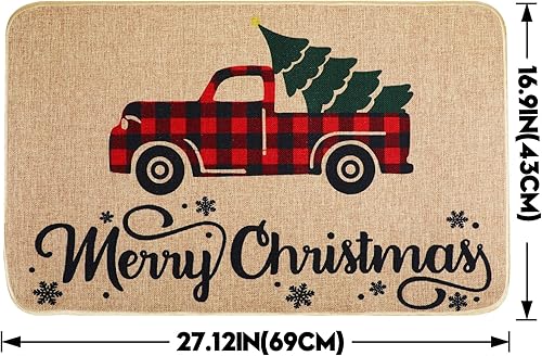 Miniatura 3 de Erweicet Tapete de Navidad de bienvenida de Navidad, antideslizante y lavable, tapete de invierno con parte trasera de goma, tapete de puerta de