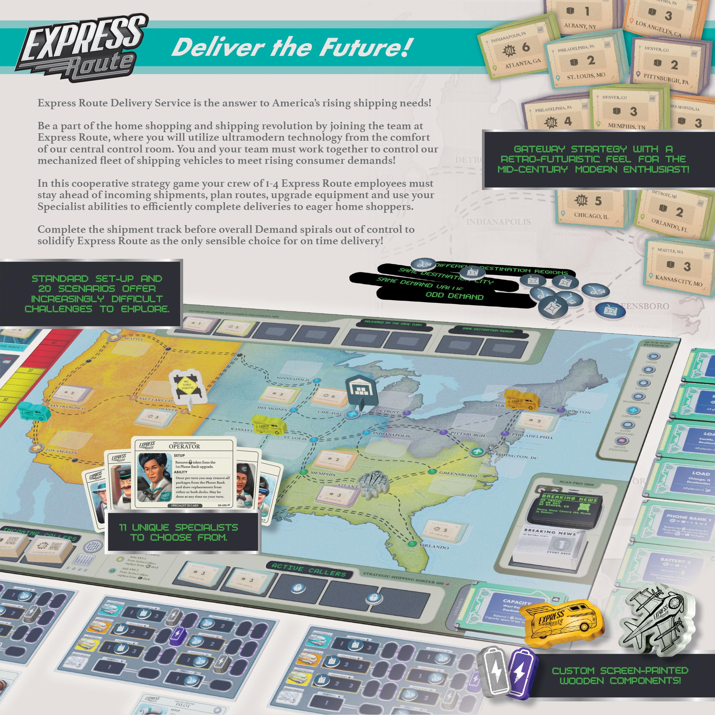 Express Route | Gra Planszowa dla Rodziny i Dorosłych | Kooperacyjna | Wiek 10+ | 1-4 Graczy | Czas Gry 60 Minut | The Op Games | Usaopoly