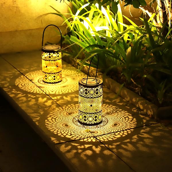 2 Stück Solarlaterne für Außen, Freekite Solar Lampions Außen Wetterfest, Metall-Laterne mit Boden Stecken, Solarlampen für Garten, Draußen, Gartendeko, Patio, Baum, Camping, Rasen, Geschenk - 1
