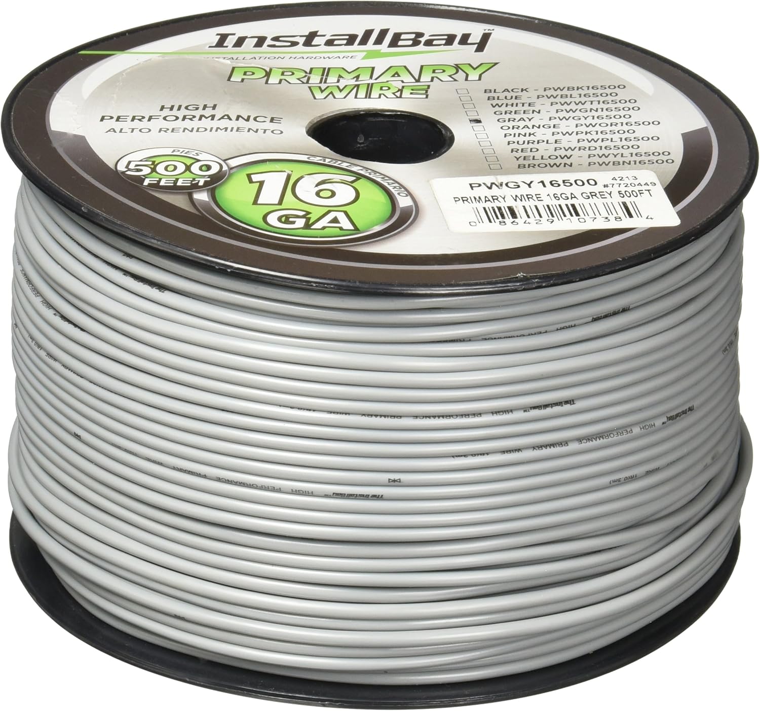 Install Bay PWGY16500 Primary Wire 16 Gauge - Grey (500 Feet)