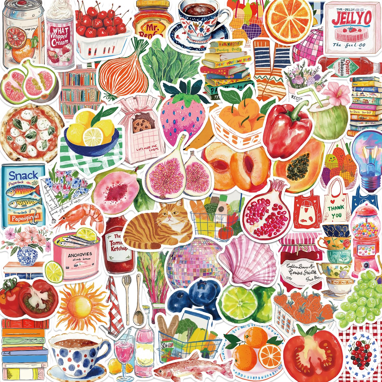 100 PCS Vintage Aesthetic Stickers Cute Coquette Stickers Food Sticker Journaling Scrapbooking Sticker Pack for Adult