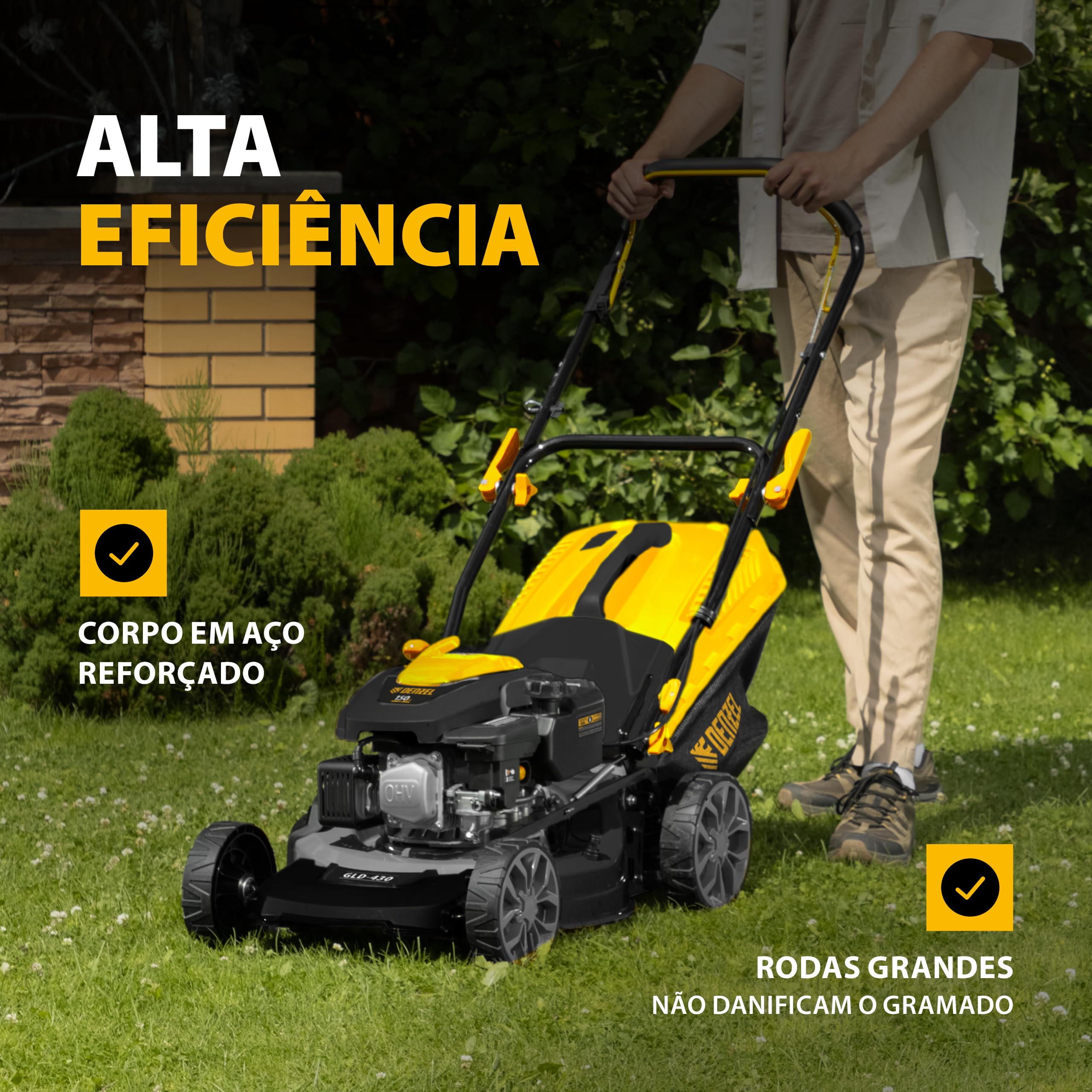 Carrinho Cortador De Grama A Gasolina 45l Gld-430 150cc Denzel