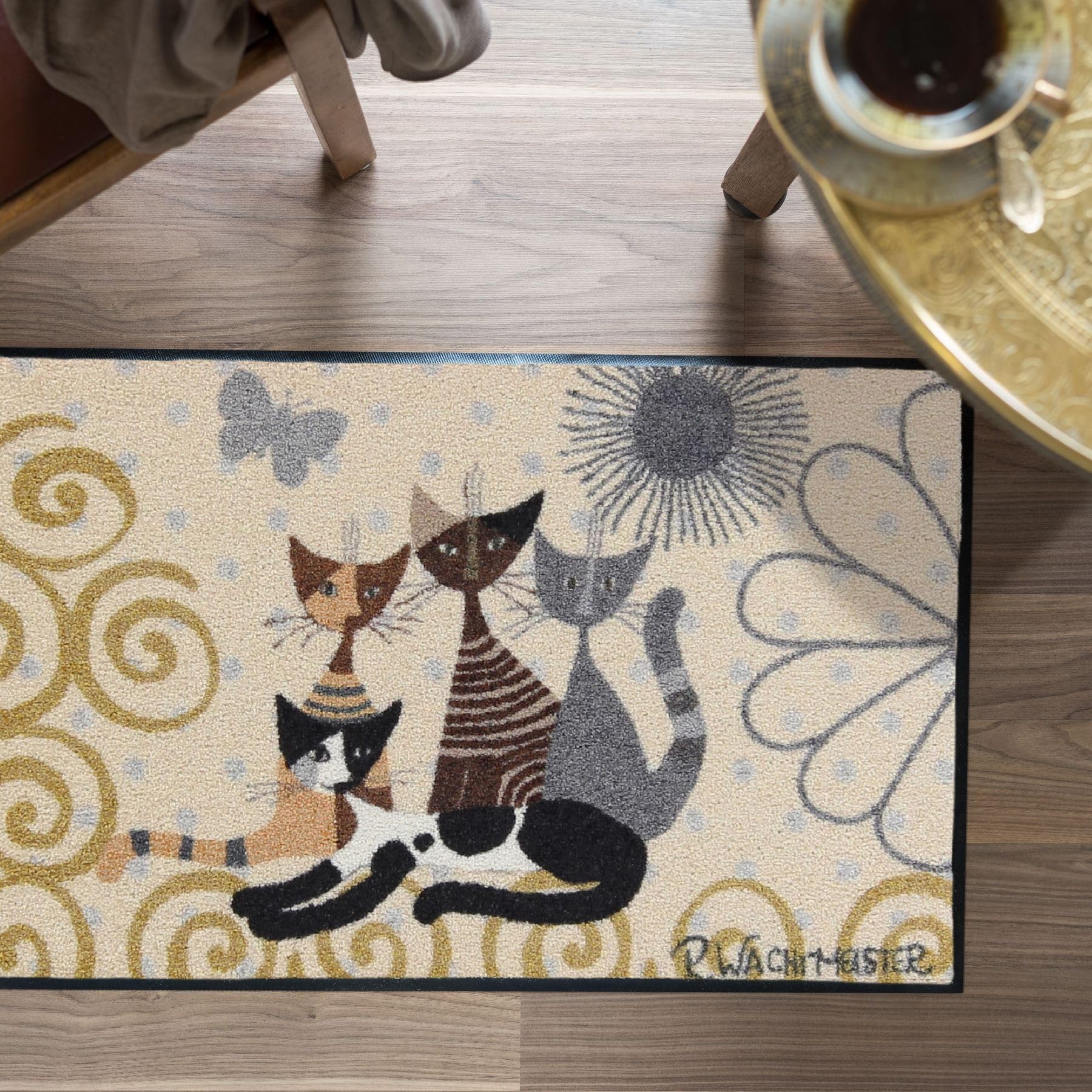 Salonloewe Rosina Wachtmeister Fantasia di Gatti - Felpudo, poliamida, carbón, 50 x 75 cm
