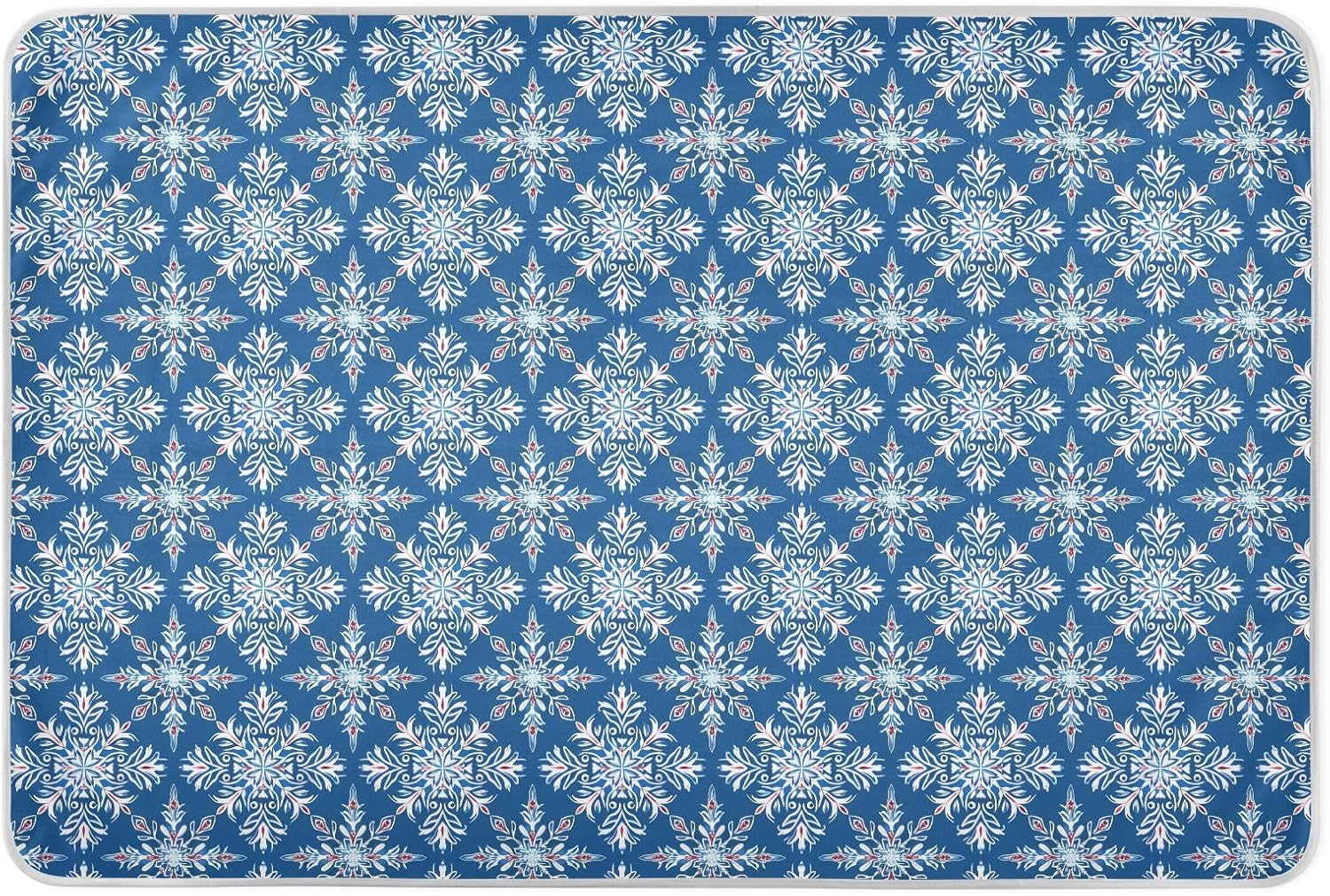Blue Snowflakes Extra Large Resuable Potty Training Pee Pad Water Resistant Bed Wetting Sheet Slip-Resistant Pad Liner for Kids Adults Pets , 52" L x 34" W