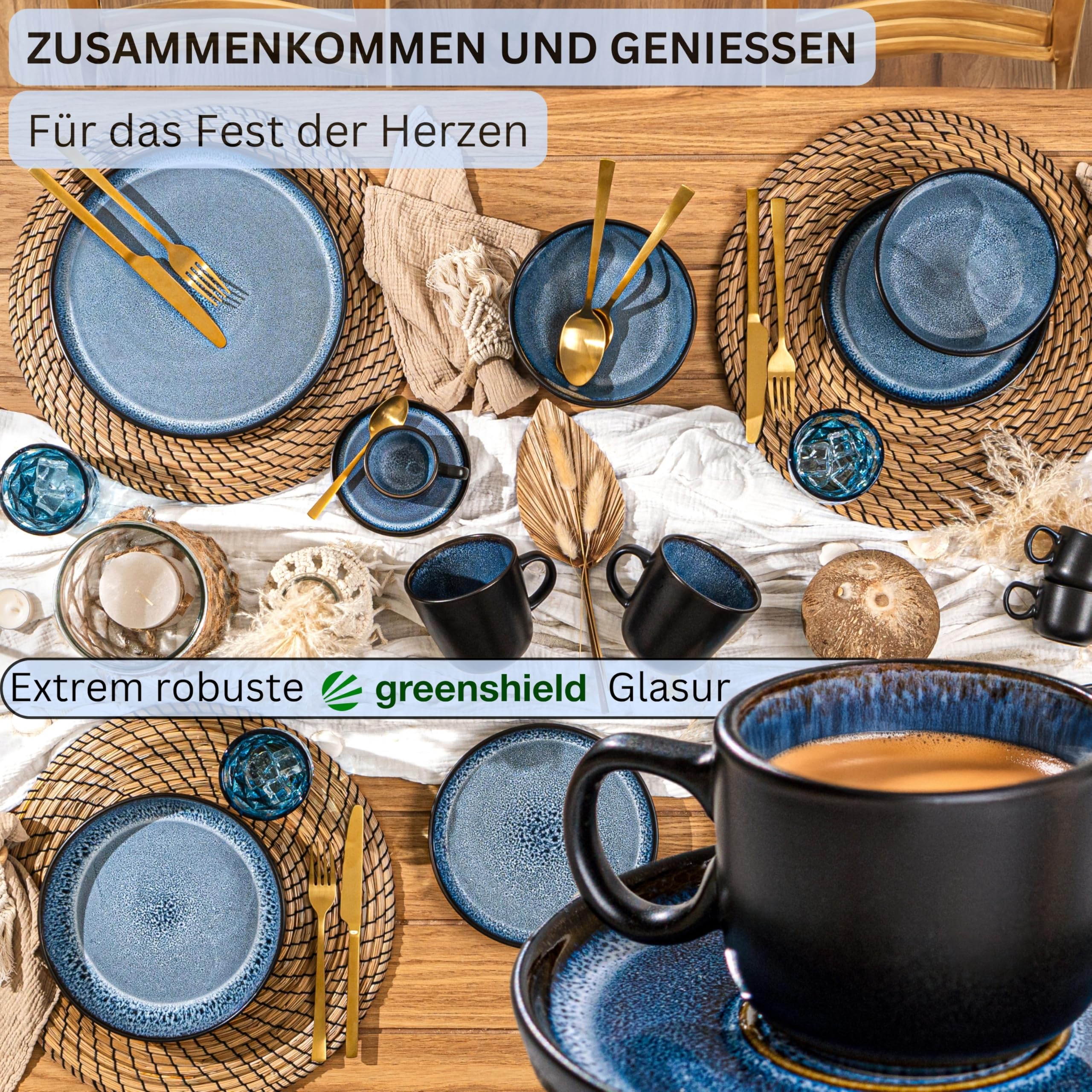 Sänger Aruba Espressotassen Set Steingut 12 tlg Mokka Tassen Set 6 Personen – Bild 3