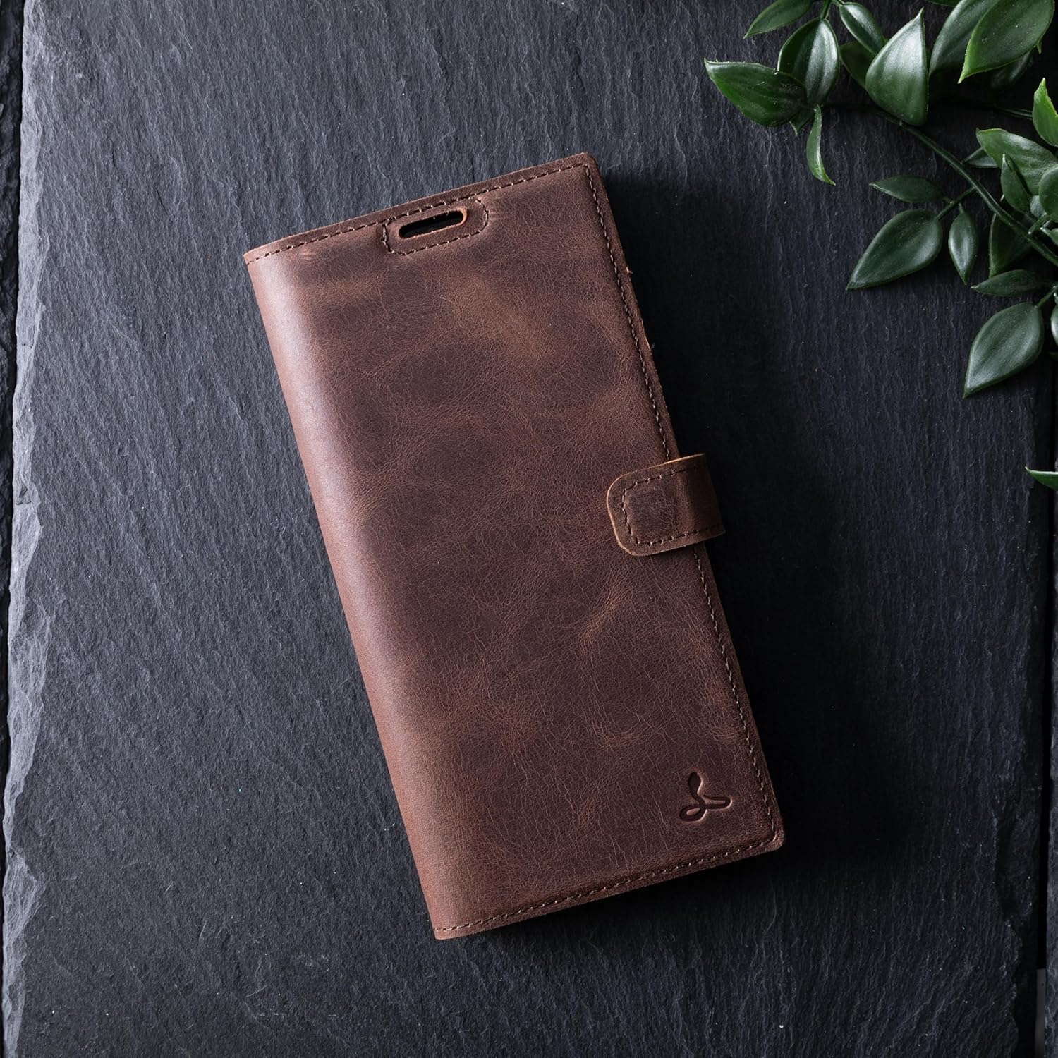 Snakehive Leather Wallet for Samsung Galaxy S24 Ultra 5G - Real Leather Wallet Phone Case - Genuine Leather with Viewing Stand and 3 Card Holder - Flip Folio Cover with Card Slot (Brown)