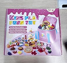 EFOSHM 68-teilige Lebensmittel Spielzeug, Kinderküche Spielküche Zubehör, Kinder Küche mit Pizza Obst und Gemüse, Outdoor Spielzeug ab 3 Jahre, Geschenke für 3 4 5 6 7 Jahre Mädchen und Junge
