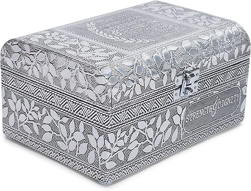 Miniatura 7 de Cottage Garden Elefante - Caja de recuerdo de baúl con estampado de metal plateado