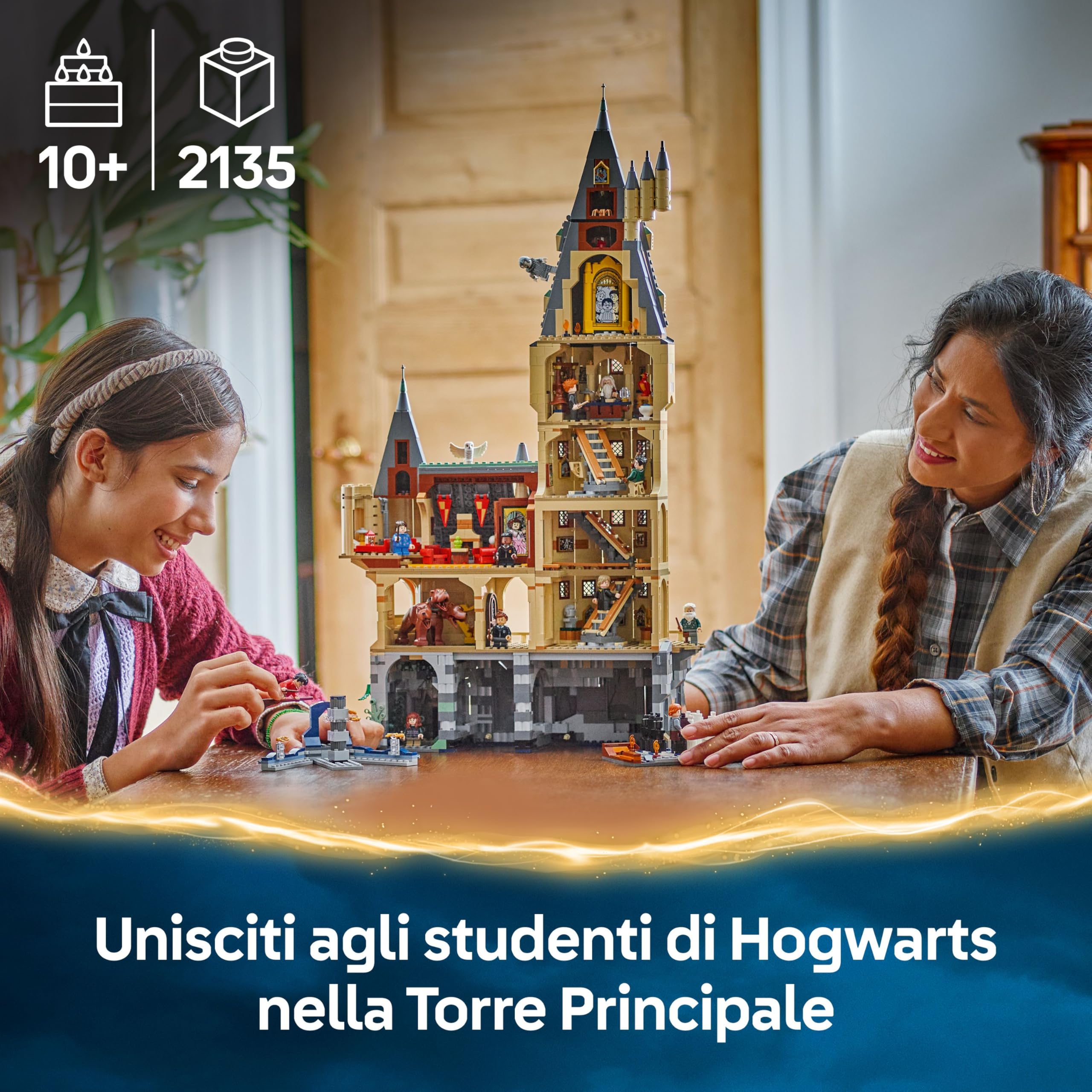 LEGO Harry Potter Castello di Hogwarts: Torre della Grande Scalinata Principale - Giocattolo con Stanze Modulari (Chiavi Alate e Scacchi dei Maghi) con 12 Personaggi - Regalo per Bambini da 10+ 76454