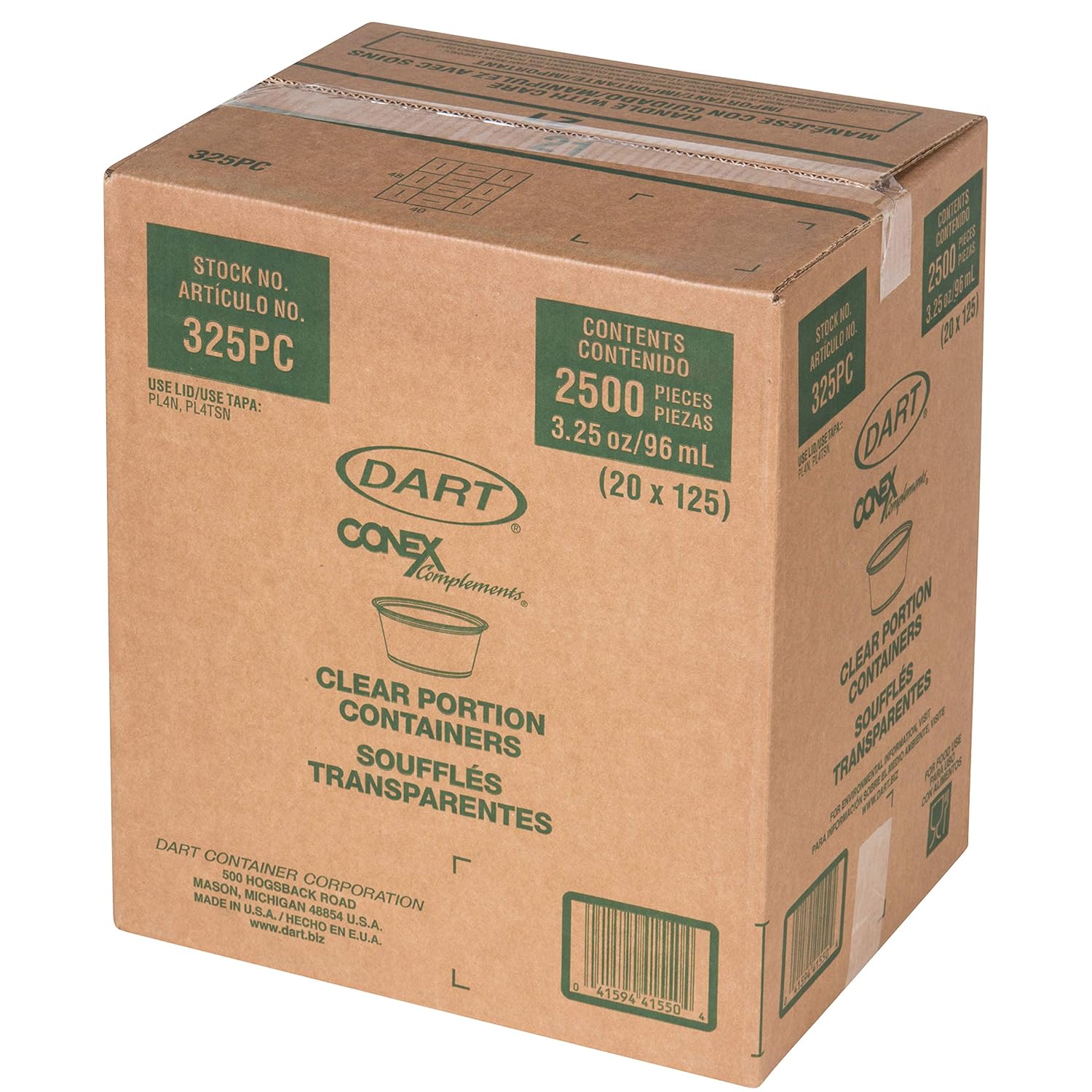 Dart 325PC 3.25 oz Clear PP Portion Container (Case of 2500)