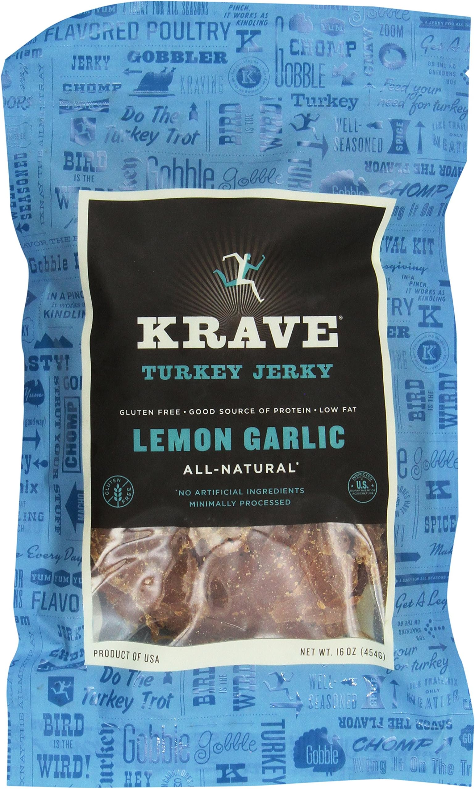 Krave Lemon Garlic Turkey Jerky 16 oz bag