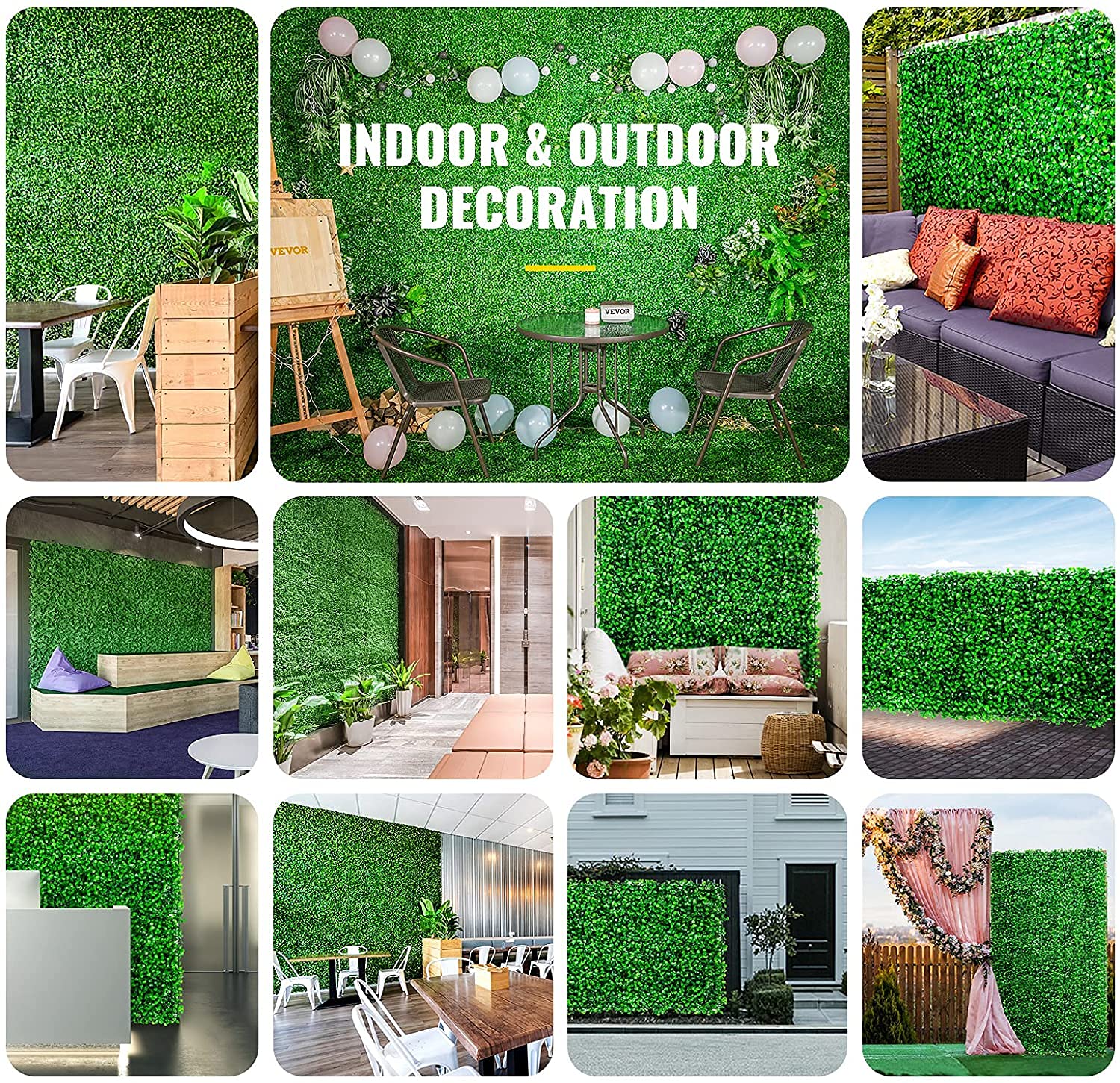 uyoyous 12PCS 24x16” Faux Boxwood Hedge Greenery Backdrop Artificial