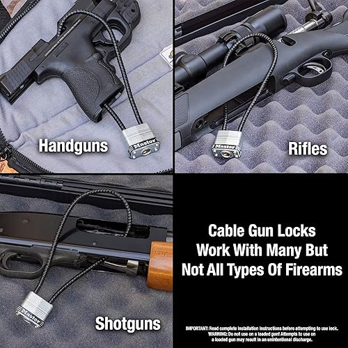Miniatura 4 de Master Lock 107DSPT Candados de bloqueo de pistola con llave, cable de 14 pulgadas, acero con candado de 1-18" de ancho