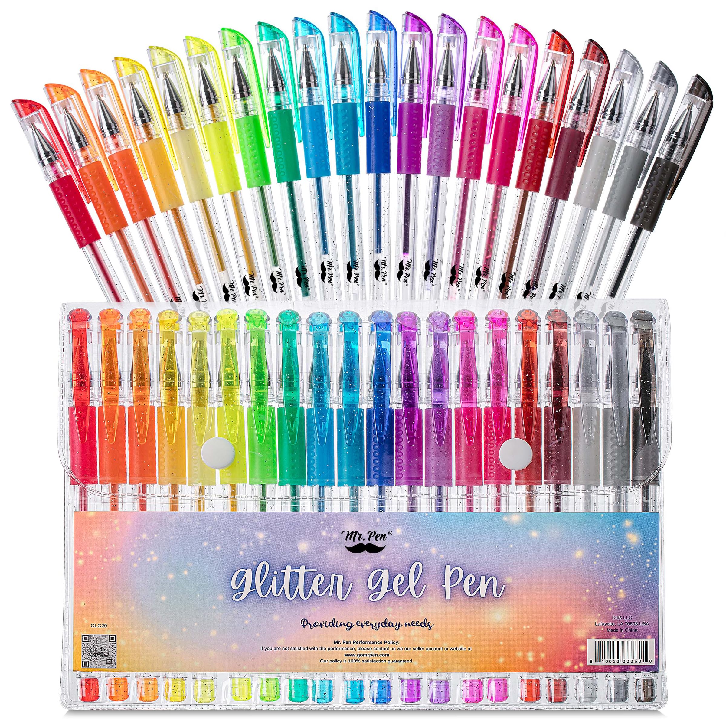 Mr. Pen- Glitter Gel Pens, Assorted Colors, 20 pcs, Glitter Pens, Glitter Gel Pens for Adult Coloring