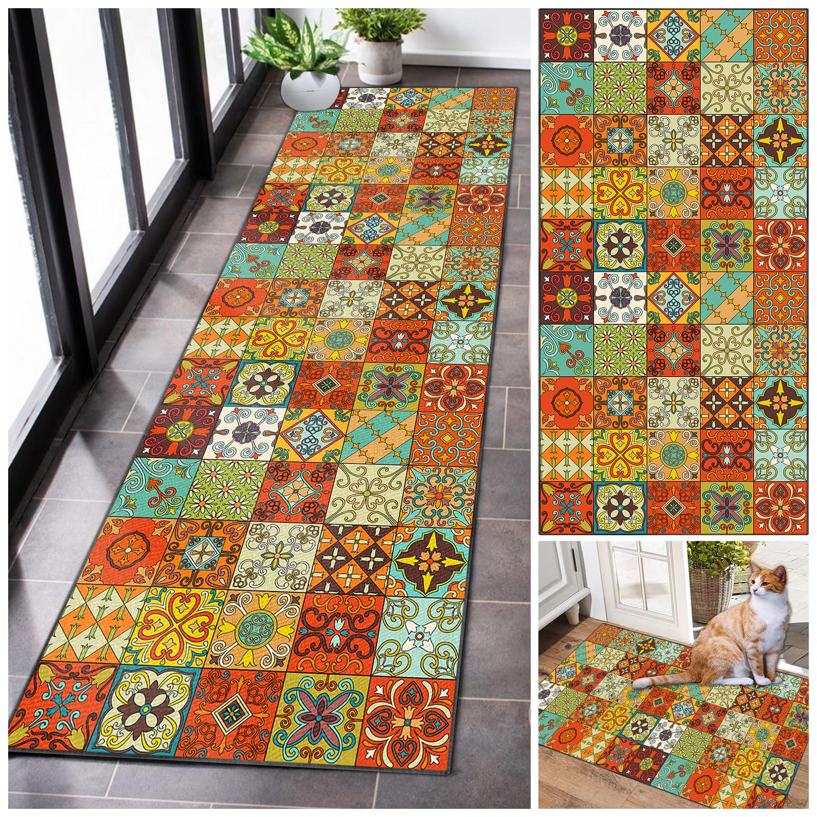Hallway Runner Washable Kitchen Runner Rug Non Slip Carpet Runners for Hallway Long Hall Runner Narrow Rugs Floor Carpet Runner Low Pile Area Rug Runner for Bedroom Entryway Laundry 40 x 60 cm