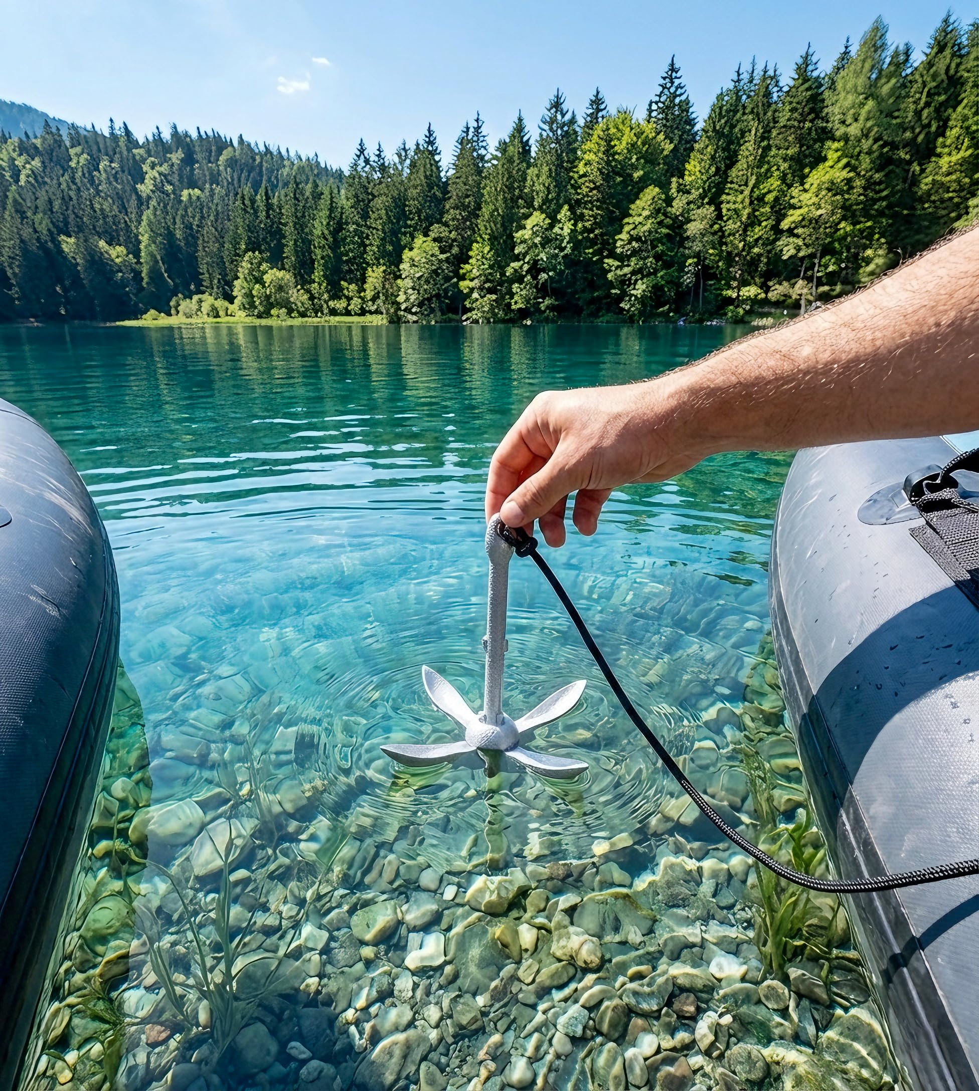 Anclaje plegable para barcos, juego de anclajes con 10 m de cuerda, mosquetón, boya de anclaje y bolsa de transporte galvanizada, ancla plegable de hierro fundido para barco, remo SUP, bote