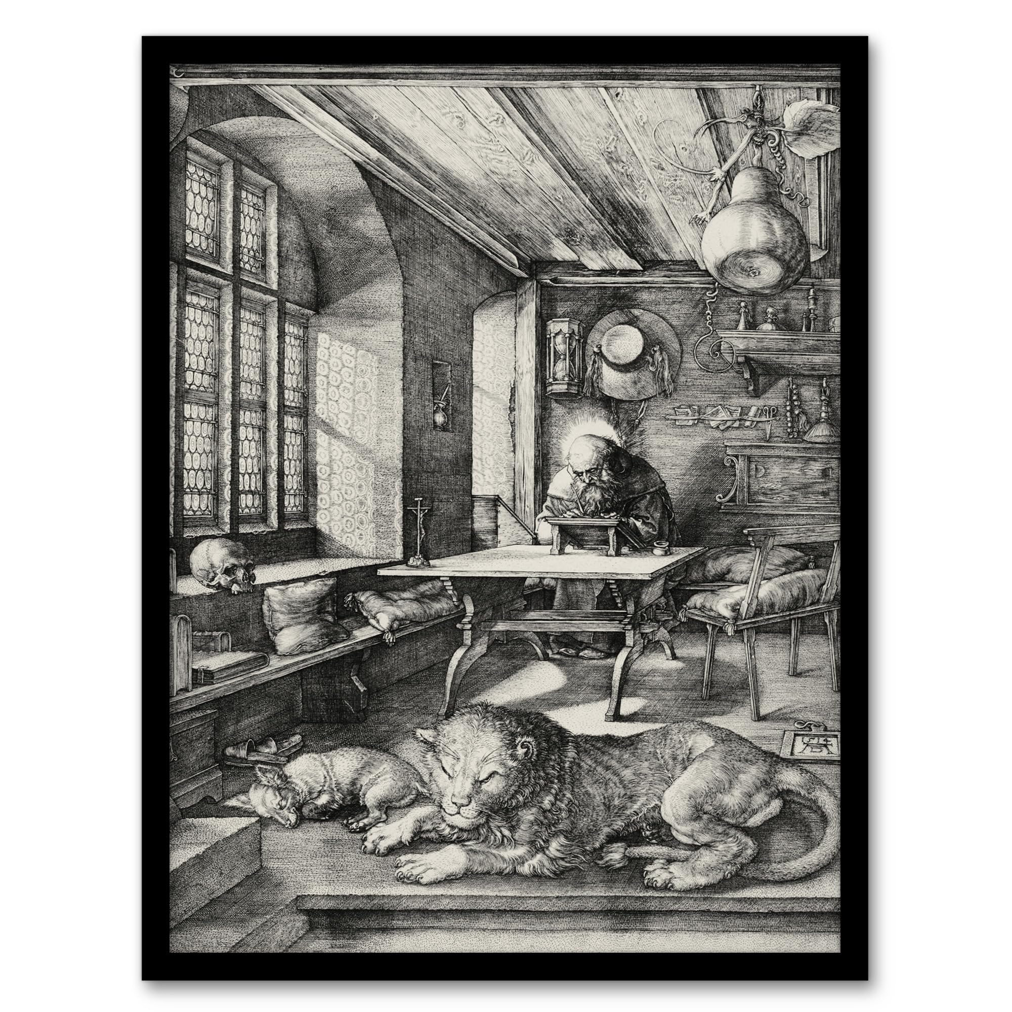 Artery8 Albrecht Durer Saint Jerome in His Study Artwork Framed Wall Art Print A4