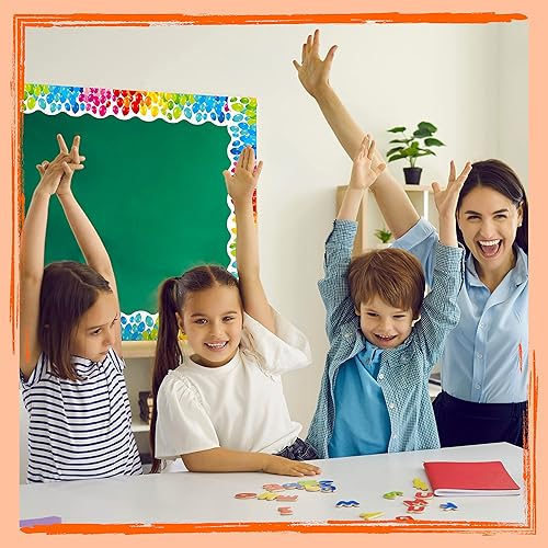 Miniatura 7 de Bordes de tablón de anuncios de 60 pies, patrón de globos de color, borde ondulado enrollado para escuela, aula y oficinas