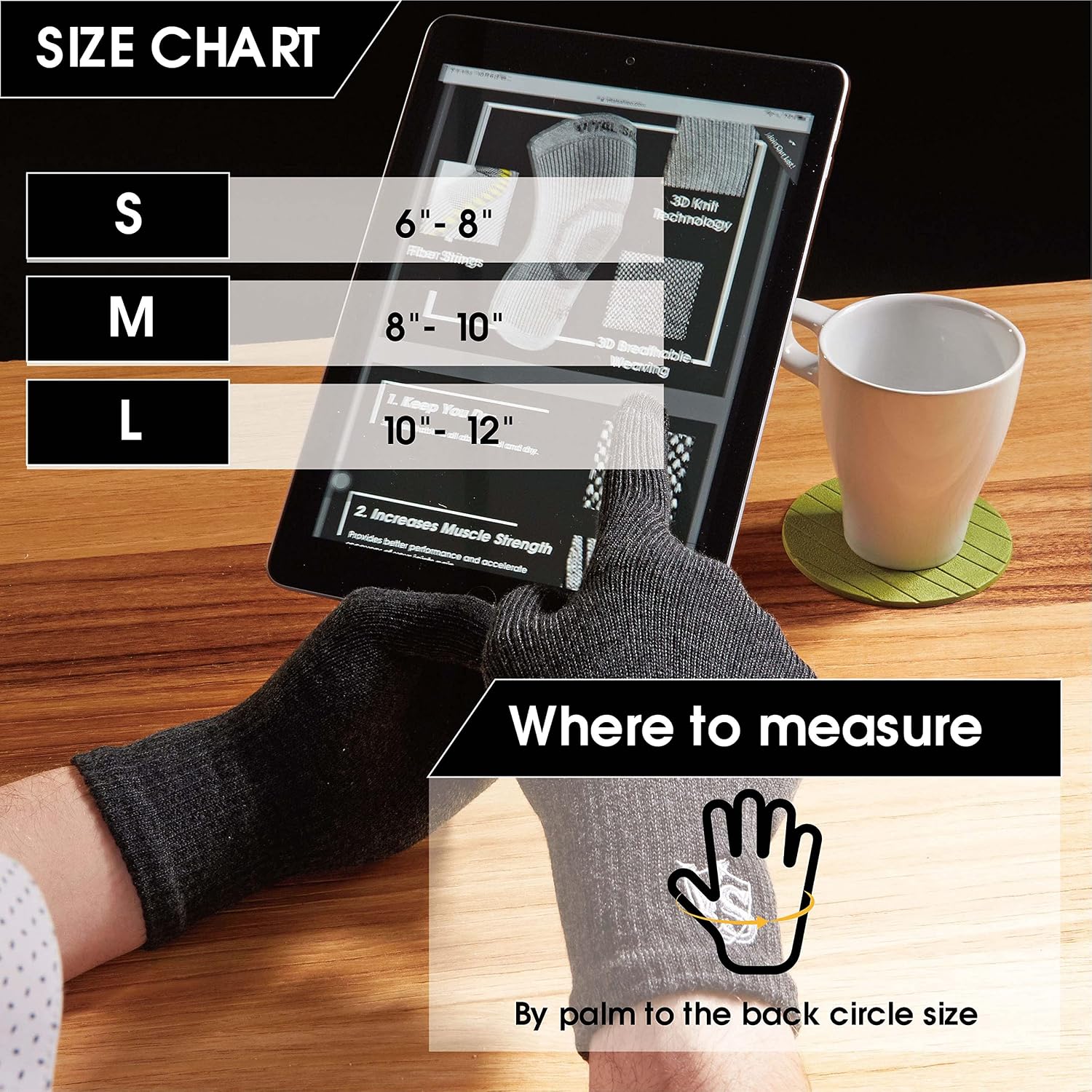 Vital Salveo-Touchscreen Full Finger Compression Arthritis Gloves with Non-Slip for Pain Relief-Rheumatoid - Image 3