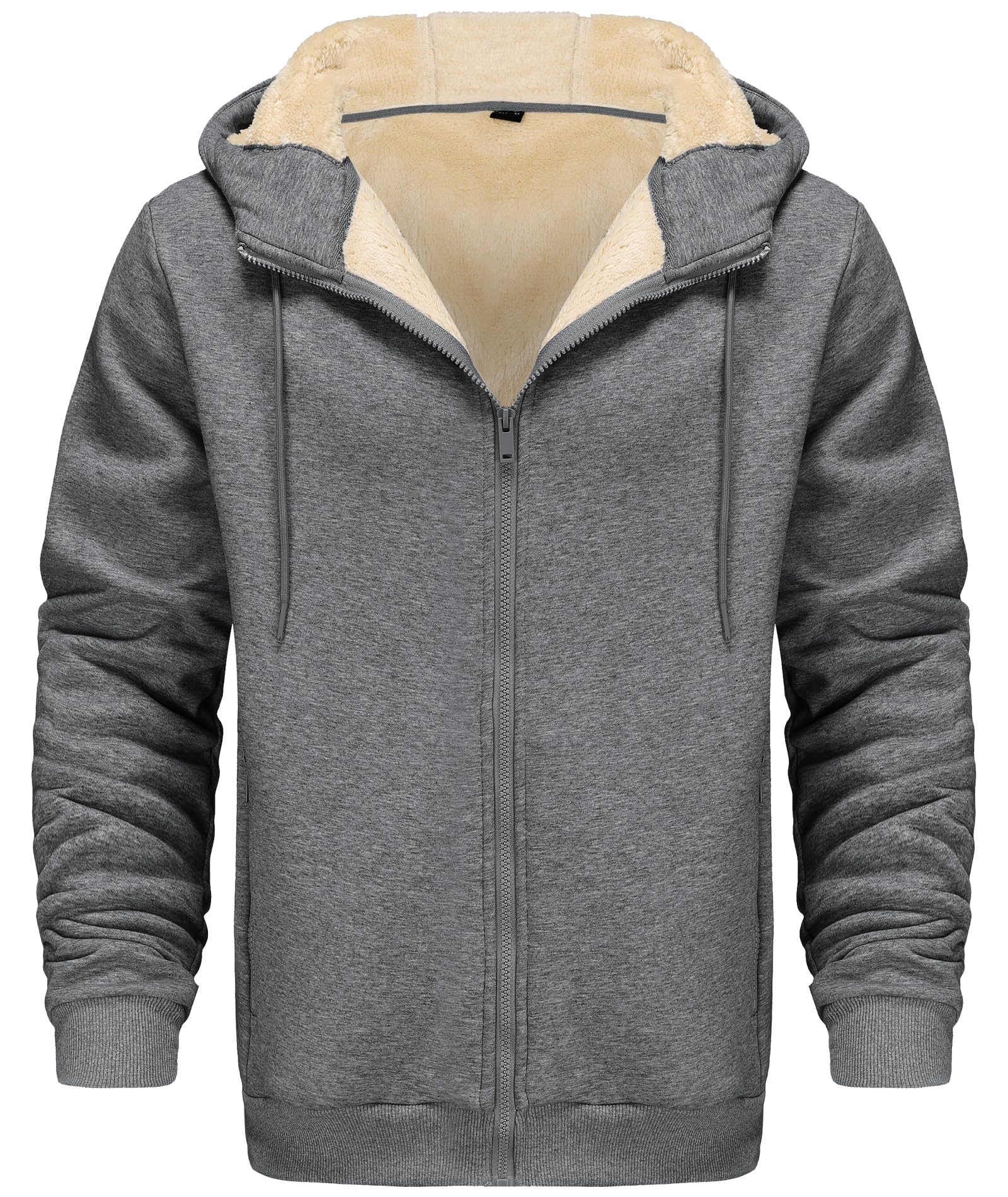 Djtnzdm Felpa con Cappuccio e Zip Uomo Inverno Felpa in Pile Caldo Casual Hoodie con Cerniera Uomo Tasche Giacca Termica con Zip