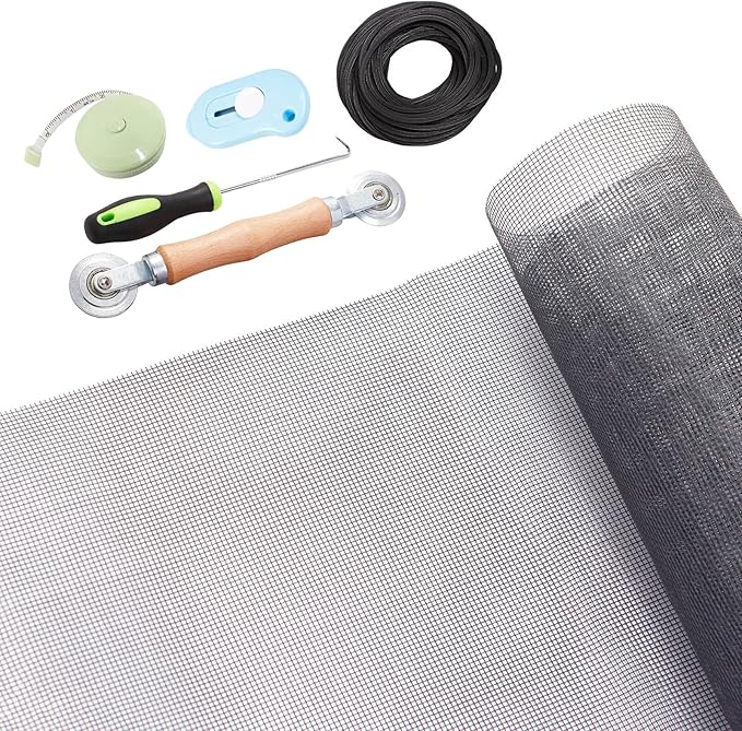 Windows Screen and Screen Door Repair Kit, 48"x118" Charcoal Fiberglass