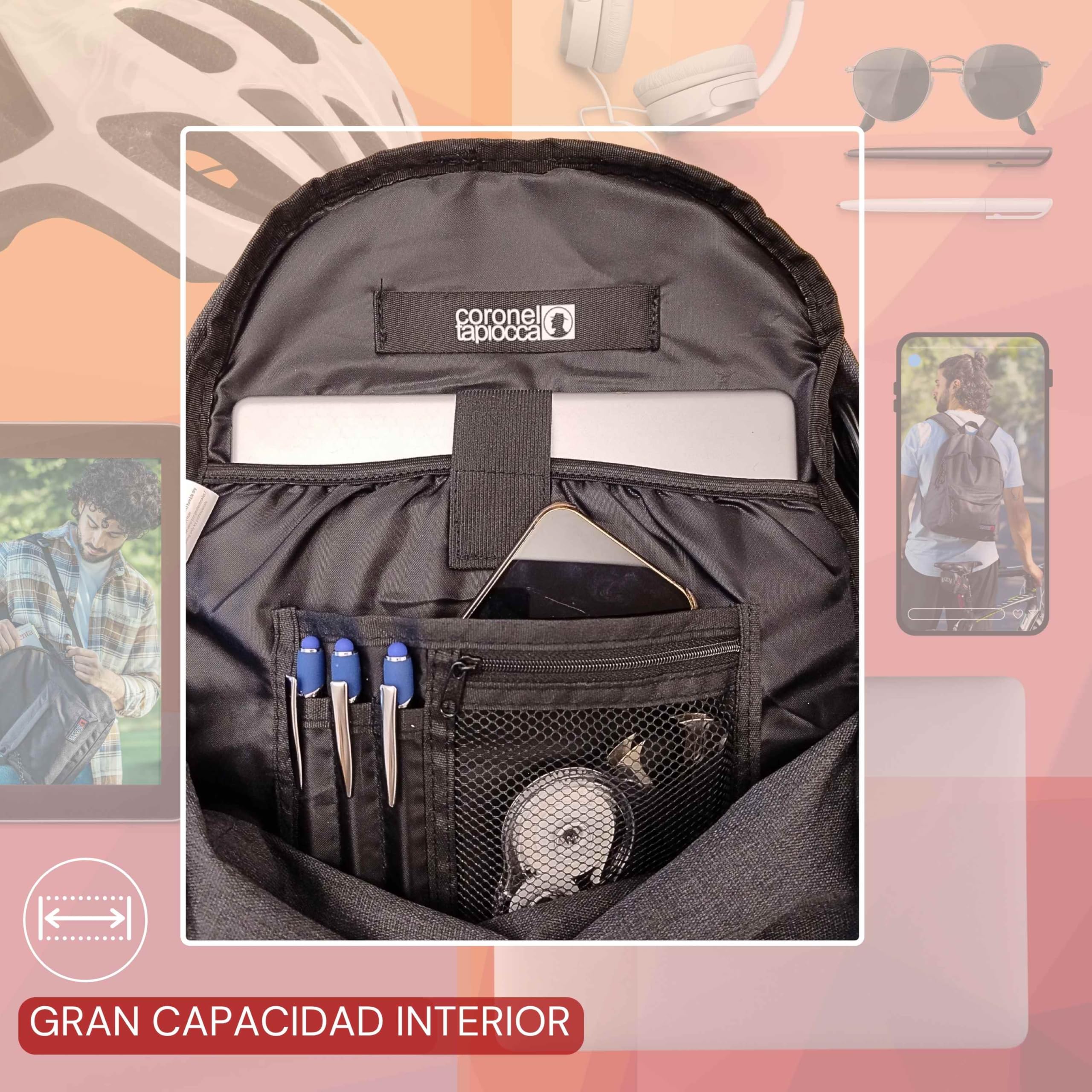 Coronel Tapioca Mochilas Hombre Mochila Hombre para trabajo, viaje, diario, escolar y escolares - 20L de Capacidad