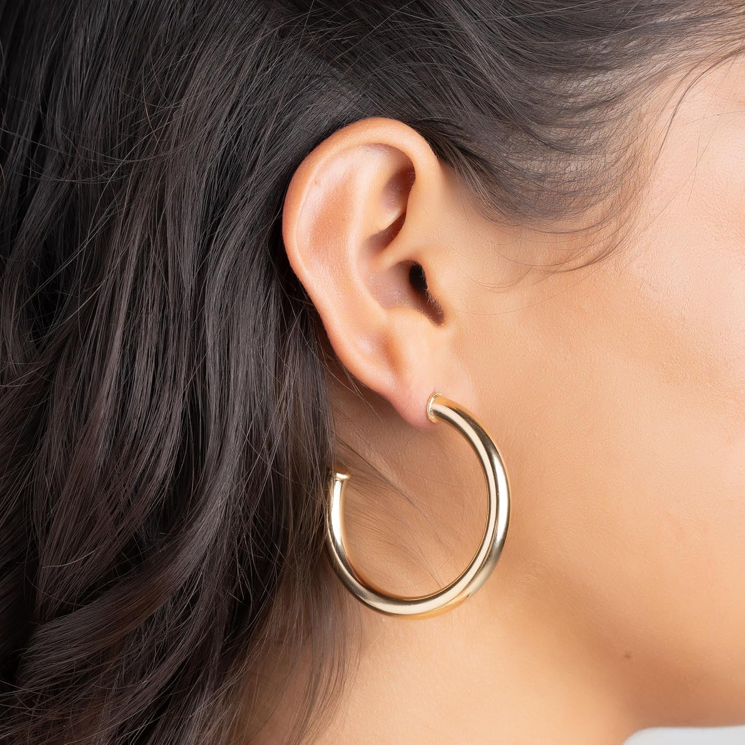 Barzel 18K Gold Plated Chunky Open Hoop Earrings for Women, Trendy Gold Hoop Earrings, 20mm-50mm, 5mm Thick, 4 Sizes, Made in Brazil, High Polish Finish - Image 2