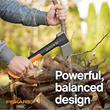 Fiskars X7 Small 14 Hatchet Axe with Sheath for Chopping Wood Kindling for Campfires, Outdoors & Camping, Insert-Molded Forged Steel Head, Low-Friction Blade, Shock Absorbing Handle & Non-Slip Grip